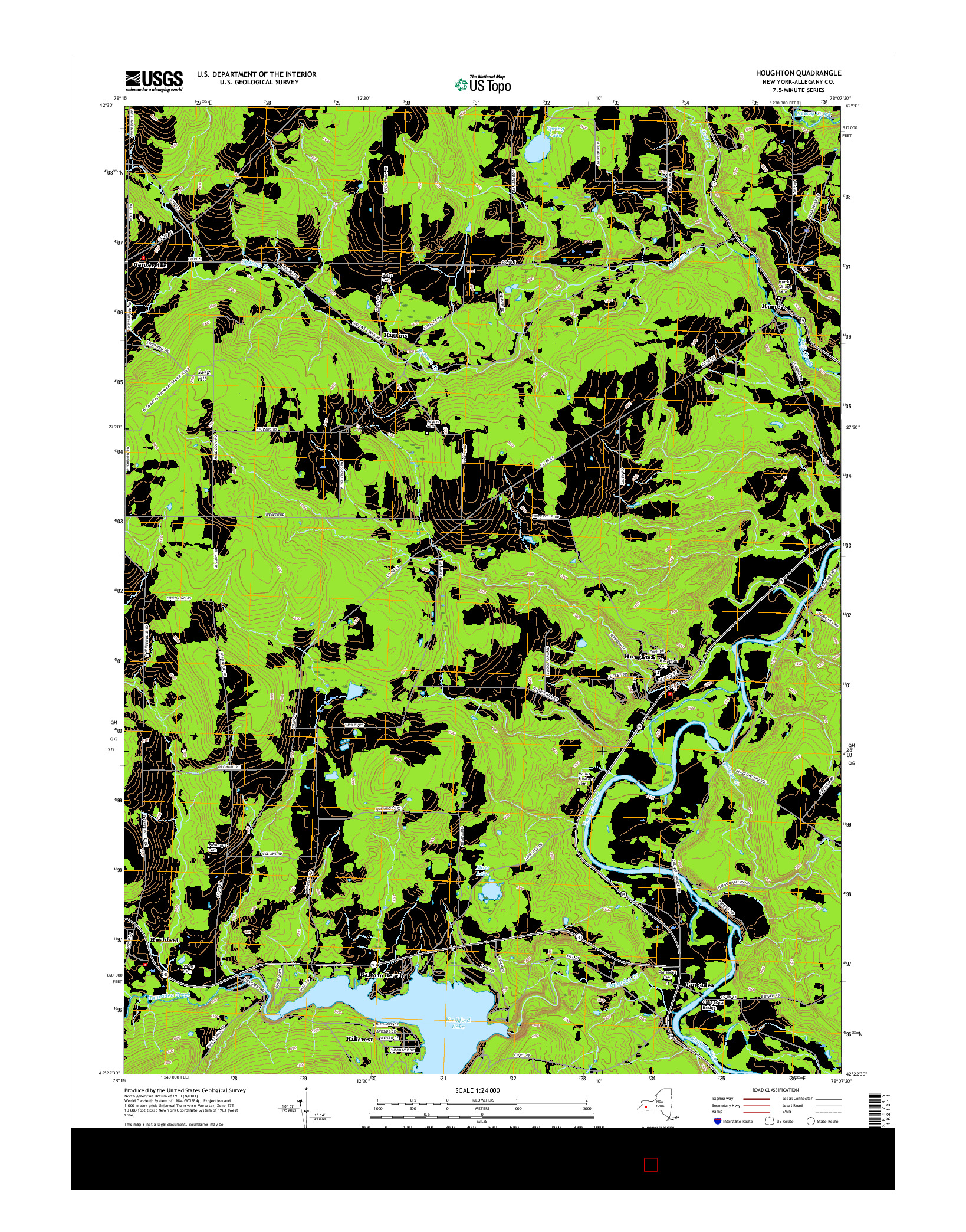 USGS US TOPO 7.5-MINUTE MAP FOR HOUGHTON, NY 2016