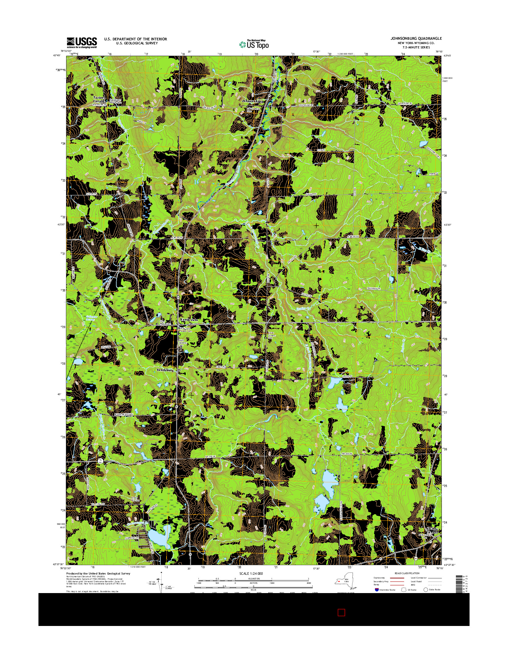 USGS US TOPO 7.5-MINUTE MAP FOR JOHNSONBURG, NY 2016