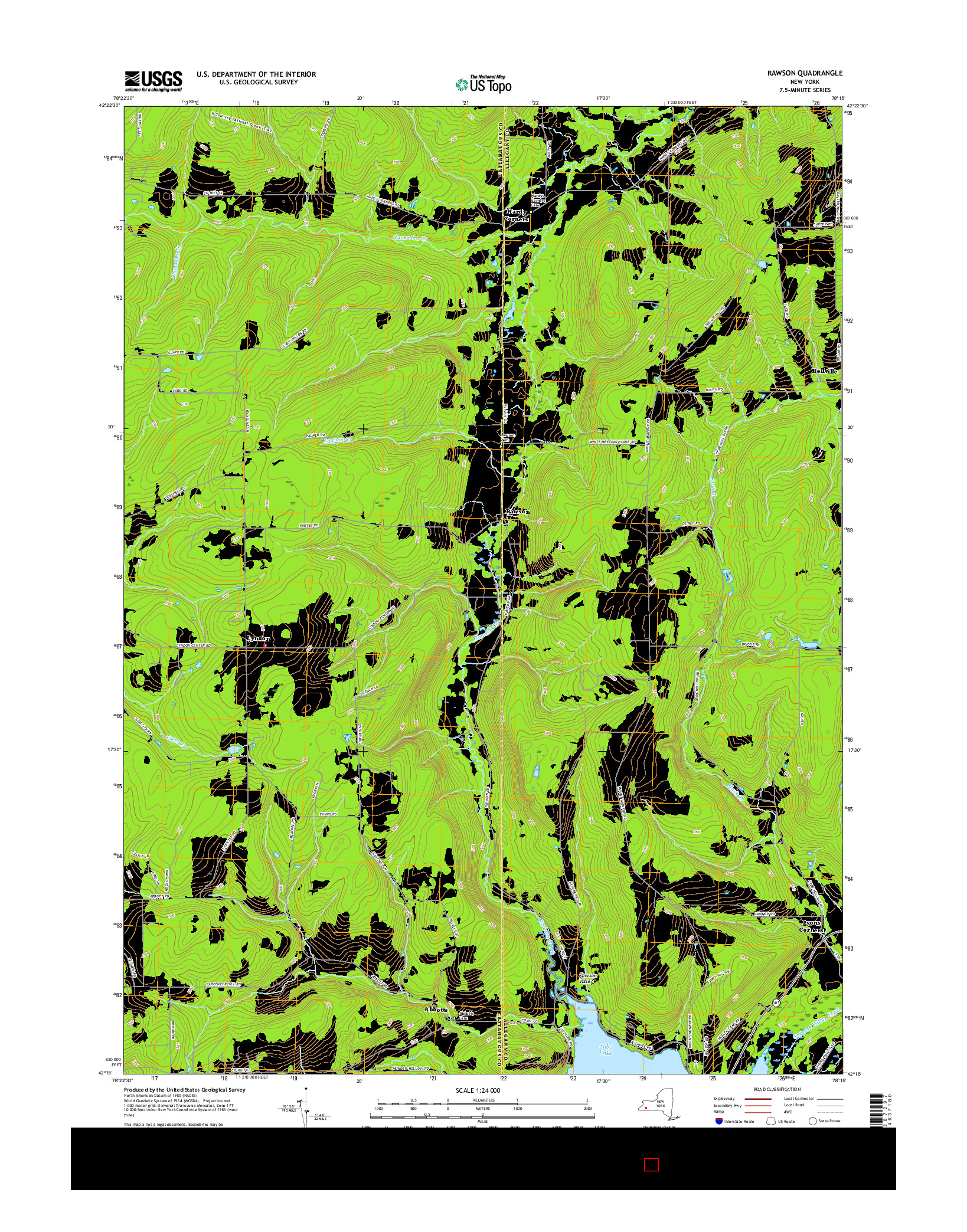 USGS US TOPO 7.5-MINUTE MAP FOR RAWSON, NY 2016