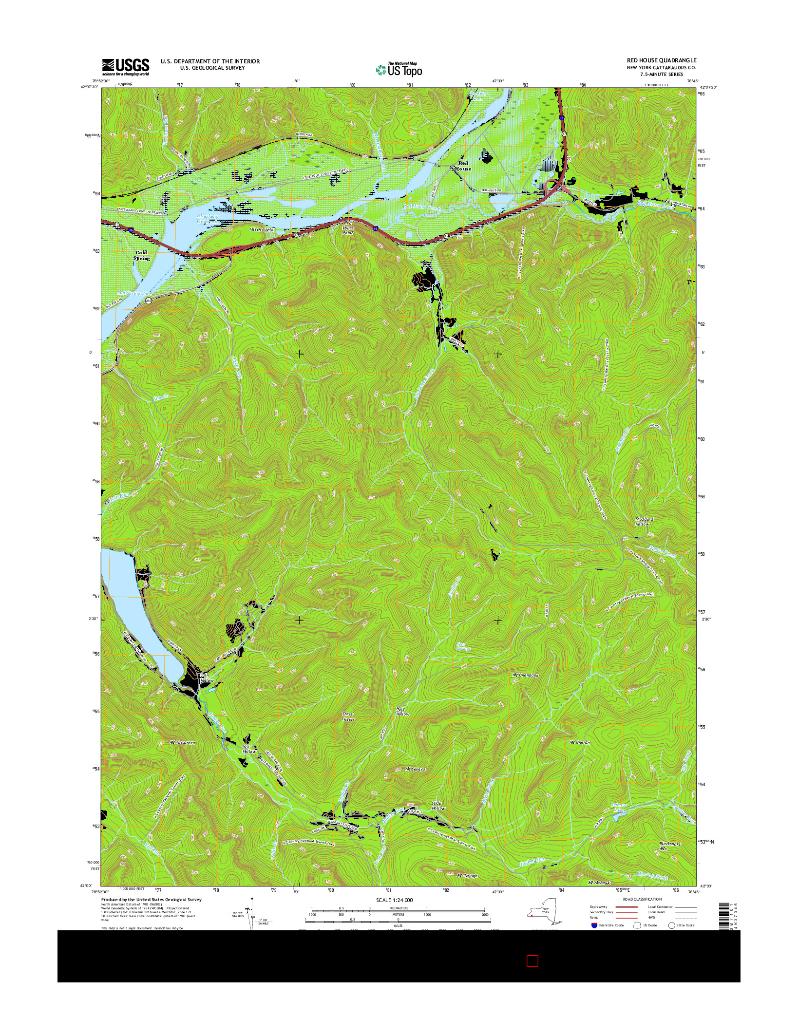 USGS US TOPO 7.5-MINUTE MAP FOR RED HOUSE, NY 2016