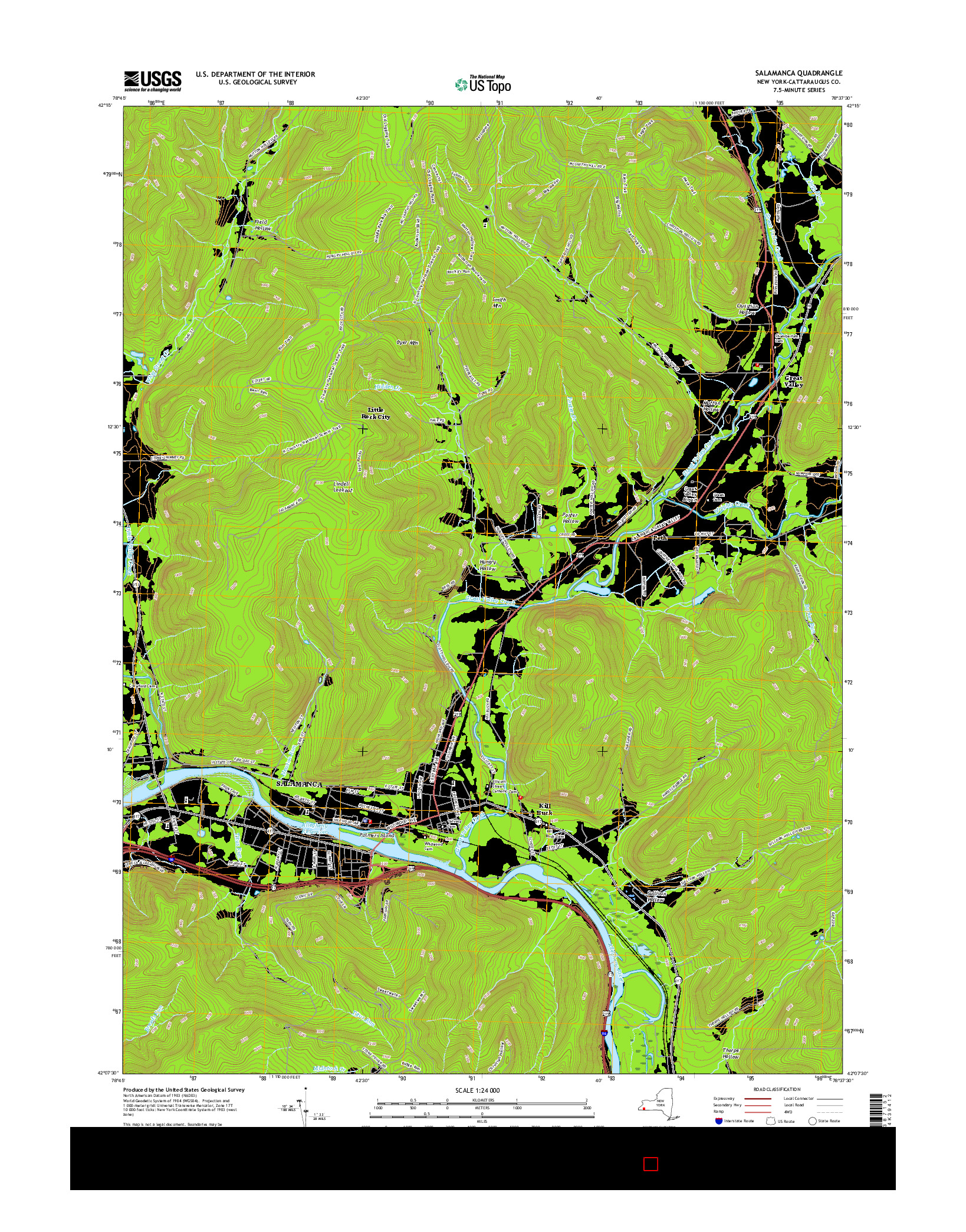 USGS US TOPO 7.5-MINUTE MAP FOR SALAMANCA, NY 2016