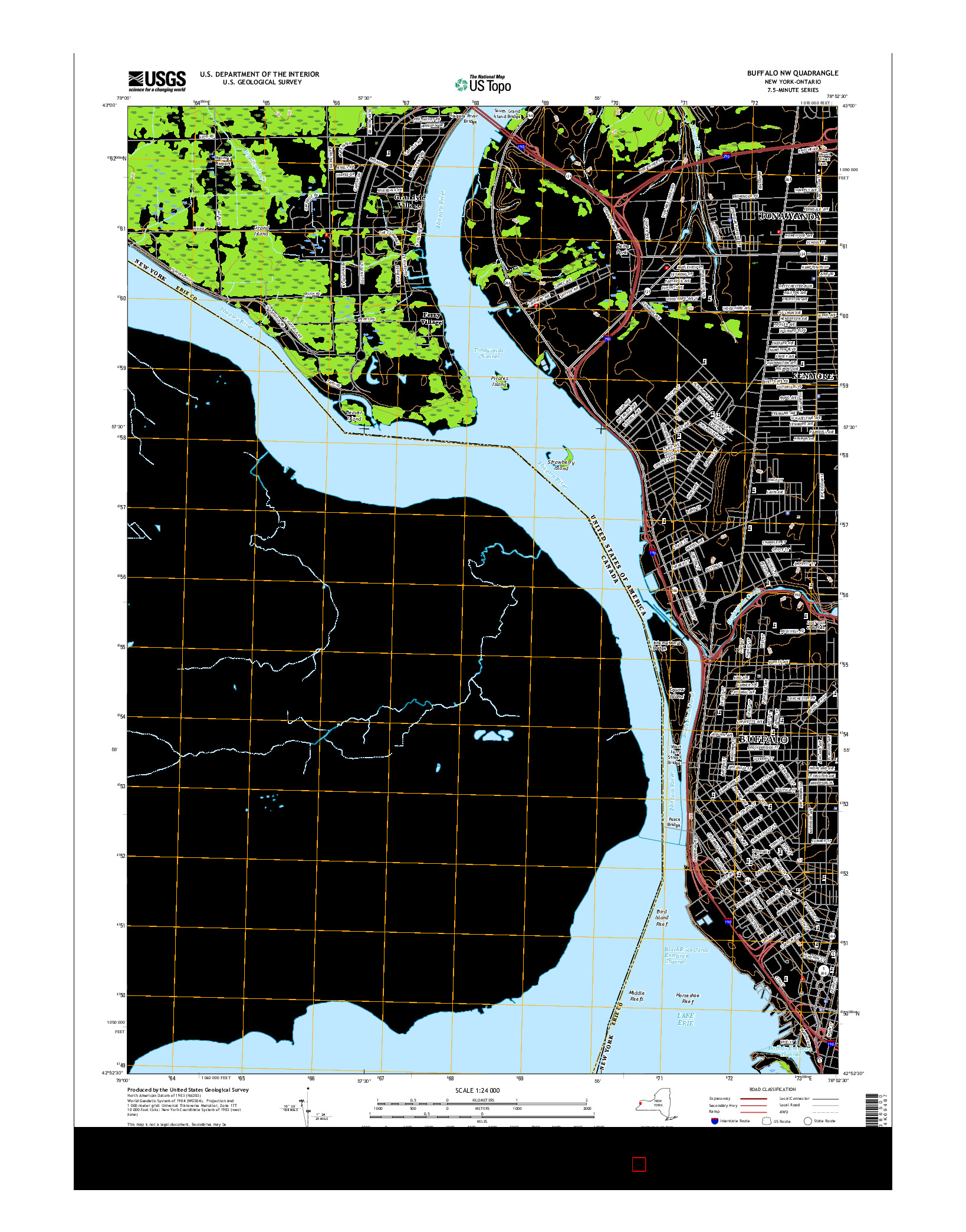 USGS US TOPO 7.5-MINUTE MAP FOR BUFFALO NW, NY-ON 2016
