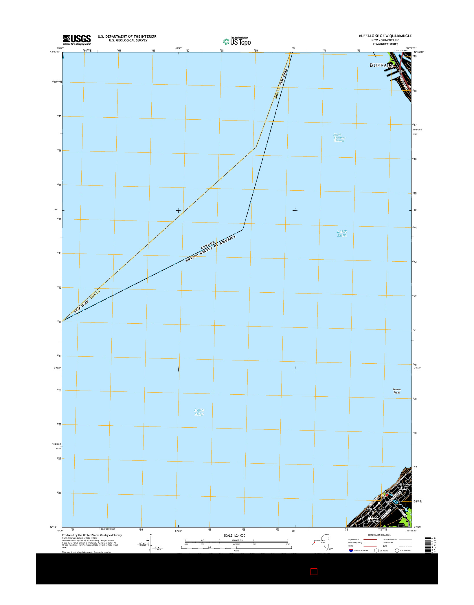 USGS US TOPO 7.5-MINUTE MAP FOR BUFFALO SE OE W, NY-ON 2016