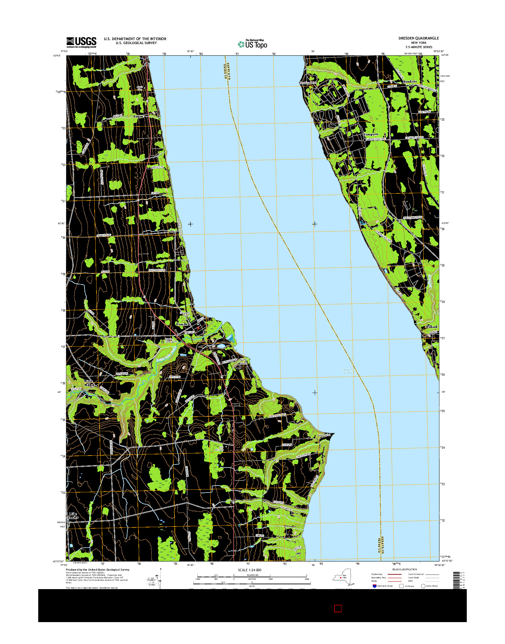 USGS US TOPO 7.5-MINUTE MAP FOR DRESDEN, NY 2016