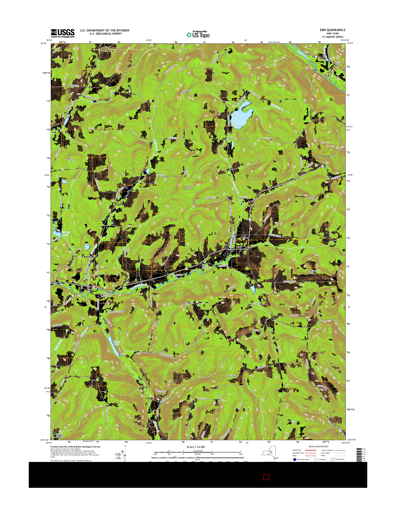 USGS US TOPO 7.5-MINUTE MAP FOR ERIN, NY 2016