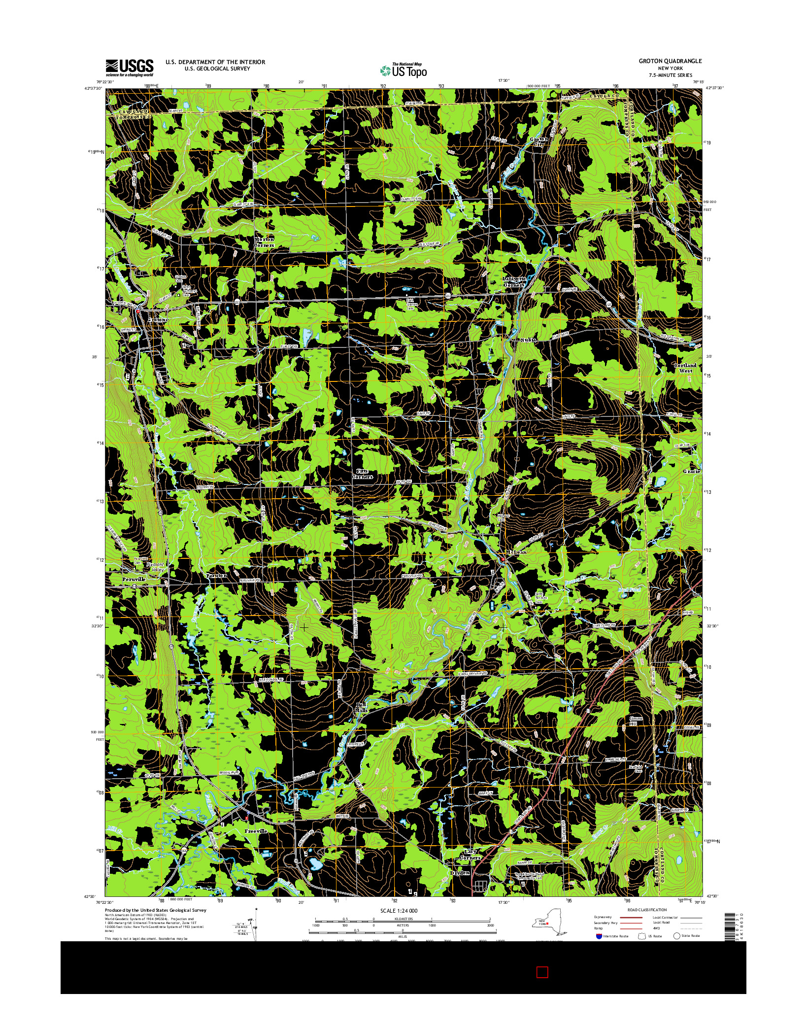 USGS US TOPO 7.5-MINUTE MAP FOR GROTON, NY 2016