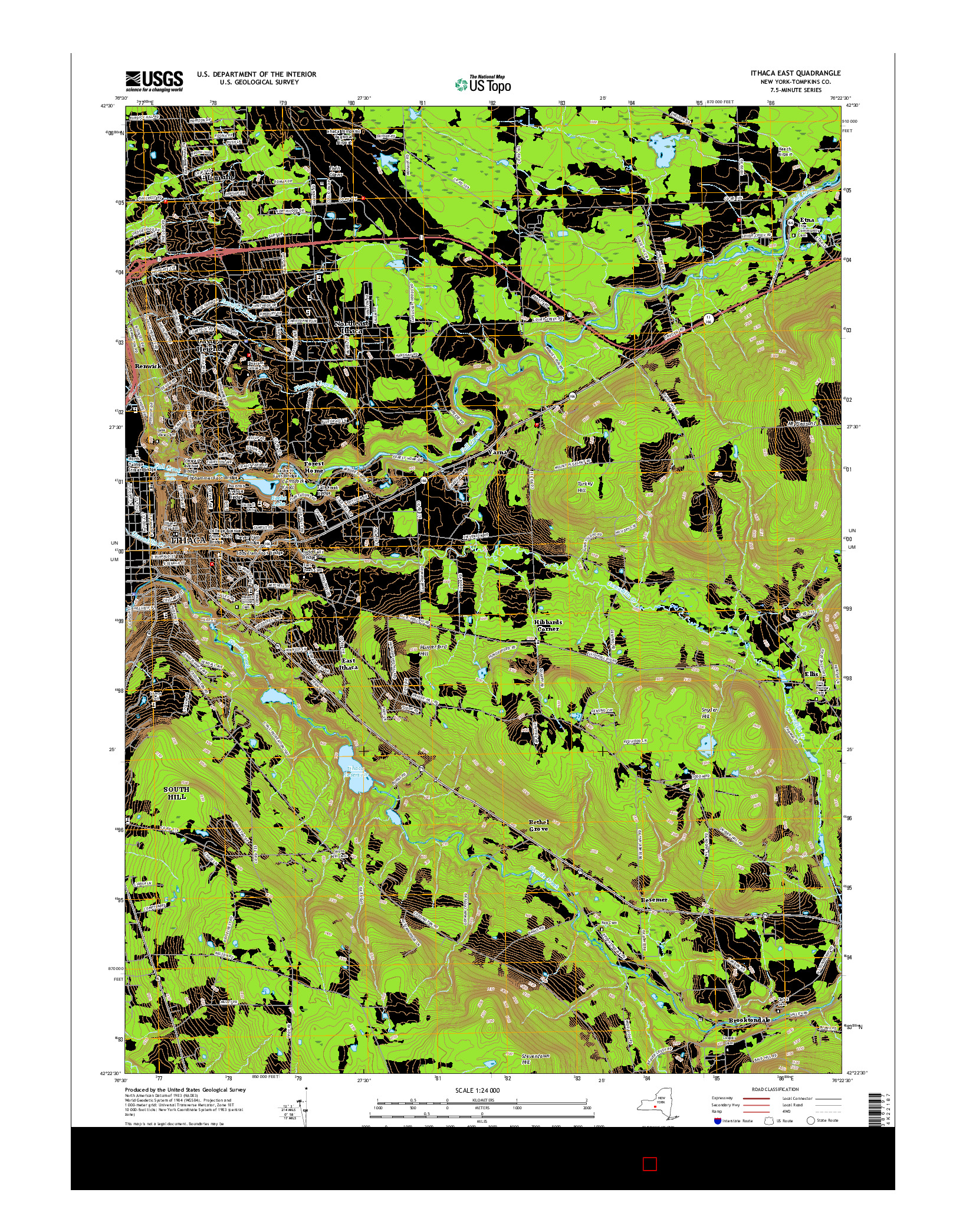 USGS US TOPO 7.5-MINUTE MAP FOR ITHACA EAST, NY 2016