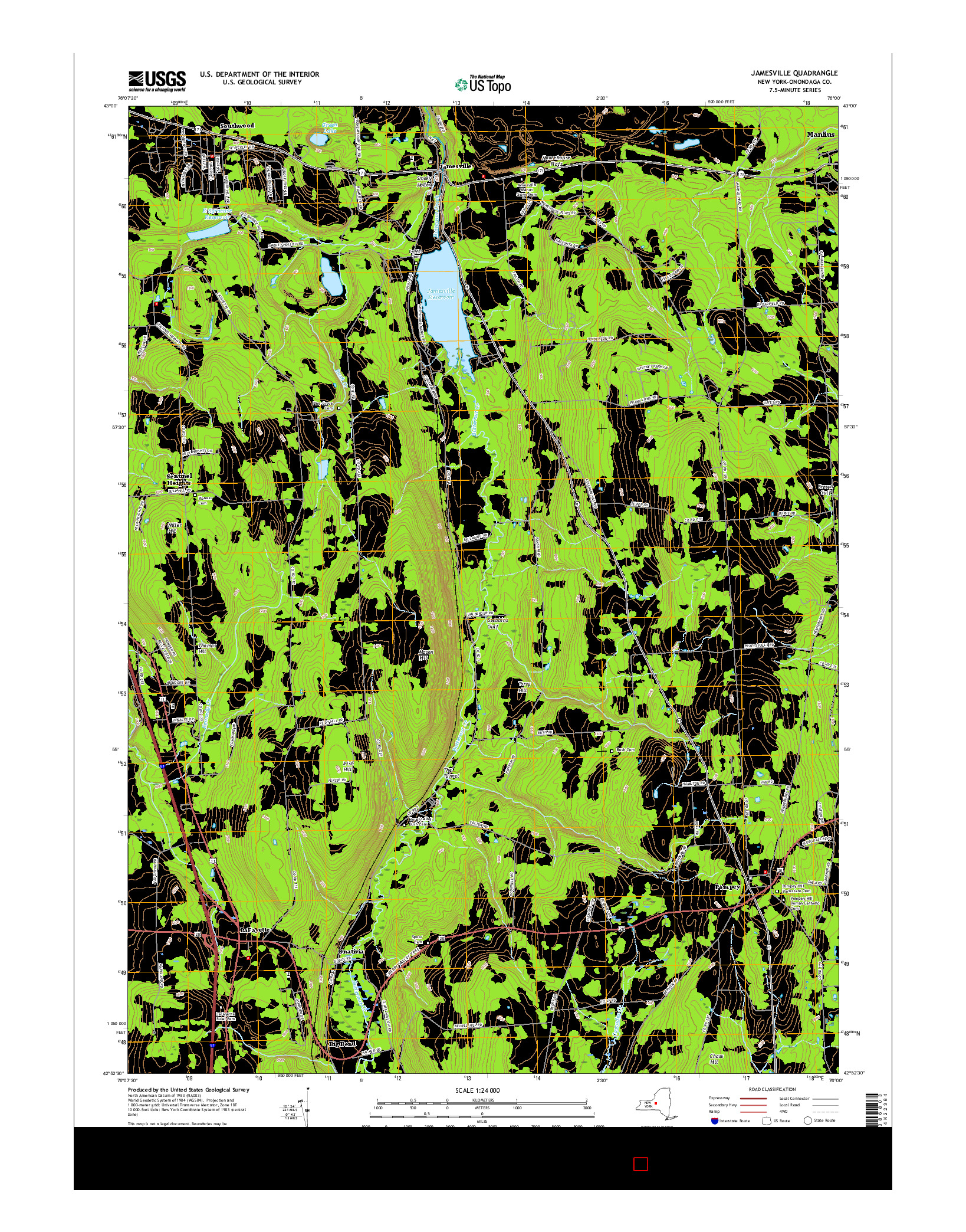USGS US TOPO 7.5-MINUTE MAP FOR JAMESVILLE, NY 2016