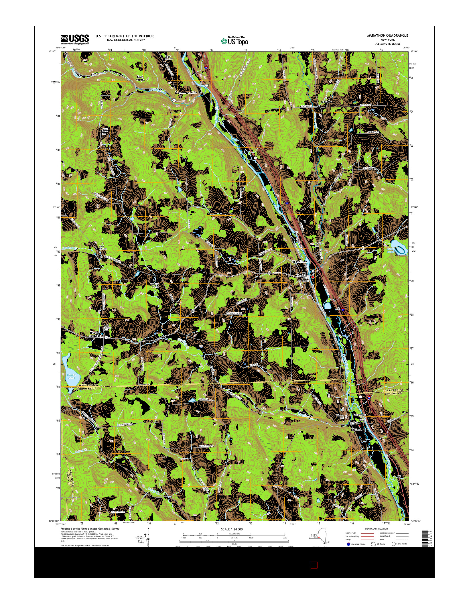 USGS US TOPO 7.5-MINUTE MAP FOR MARATHON, NY 2016