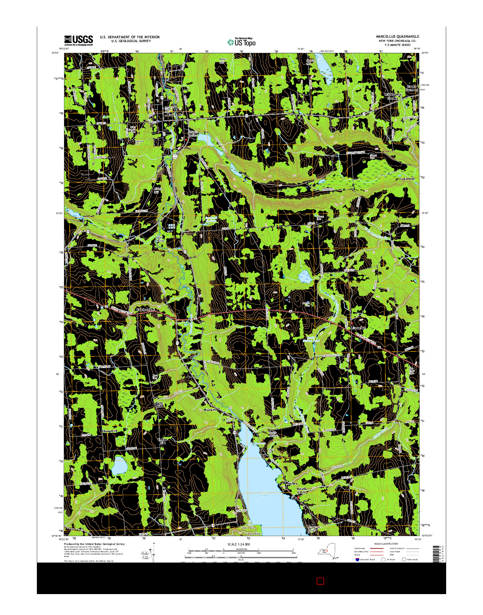 USGS US TOPO 7.5-MINUTE MAP FOR MARCELLUS, NY 2016