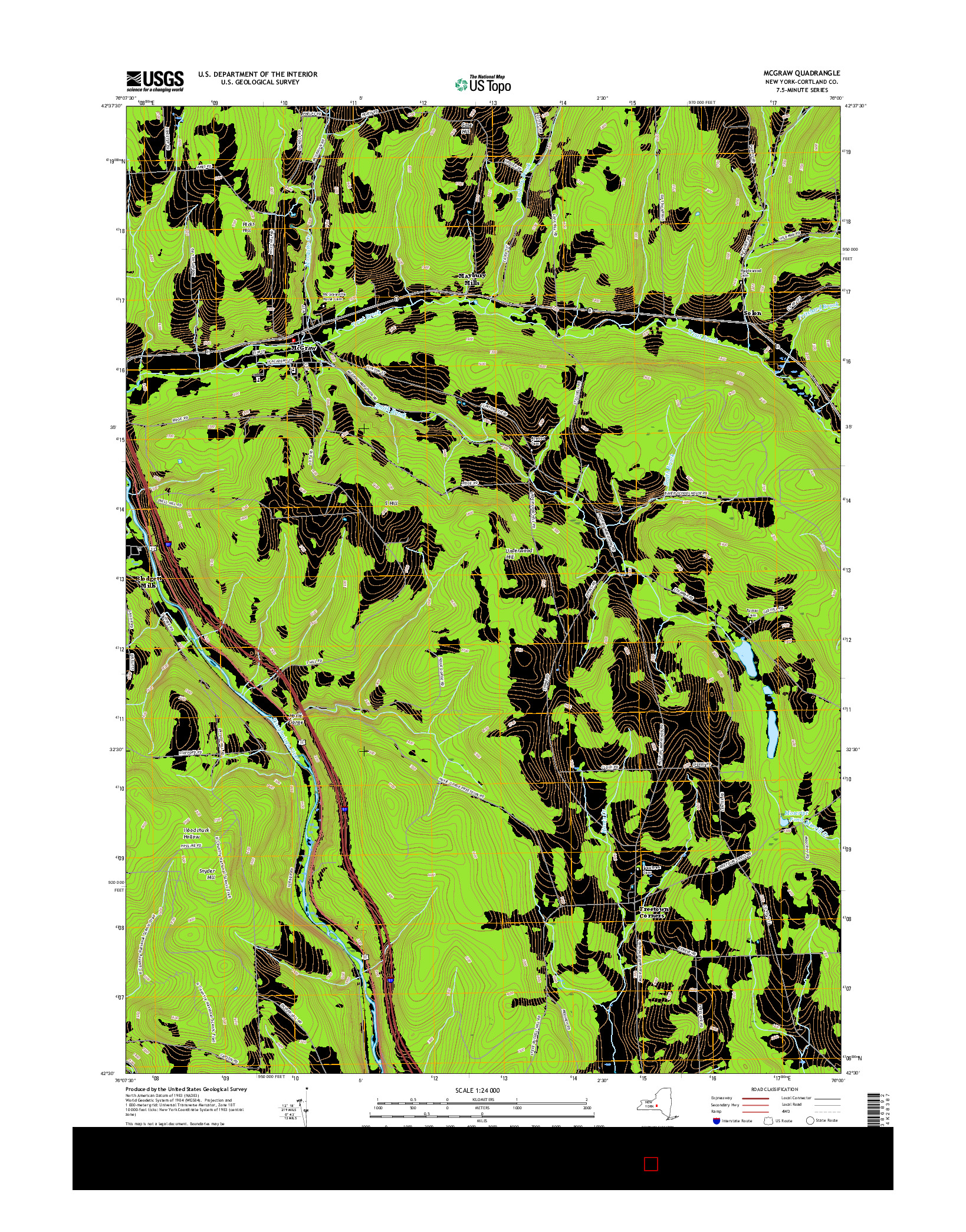 USGS US TOPO 7.5-MINUTE MAP FOR MCGRAW, NY 2016