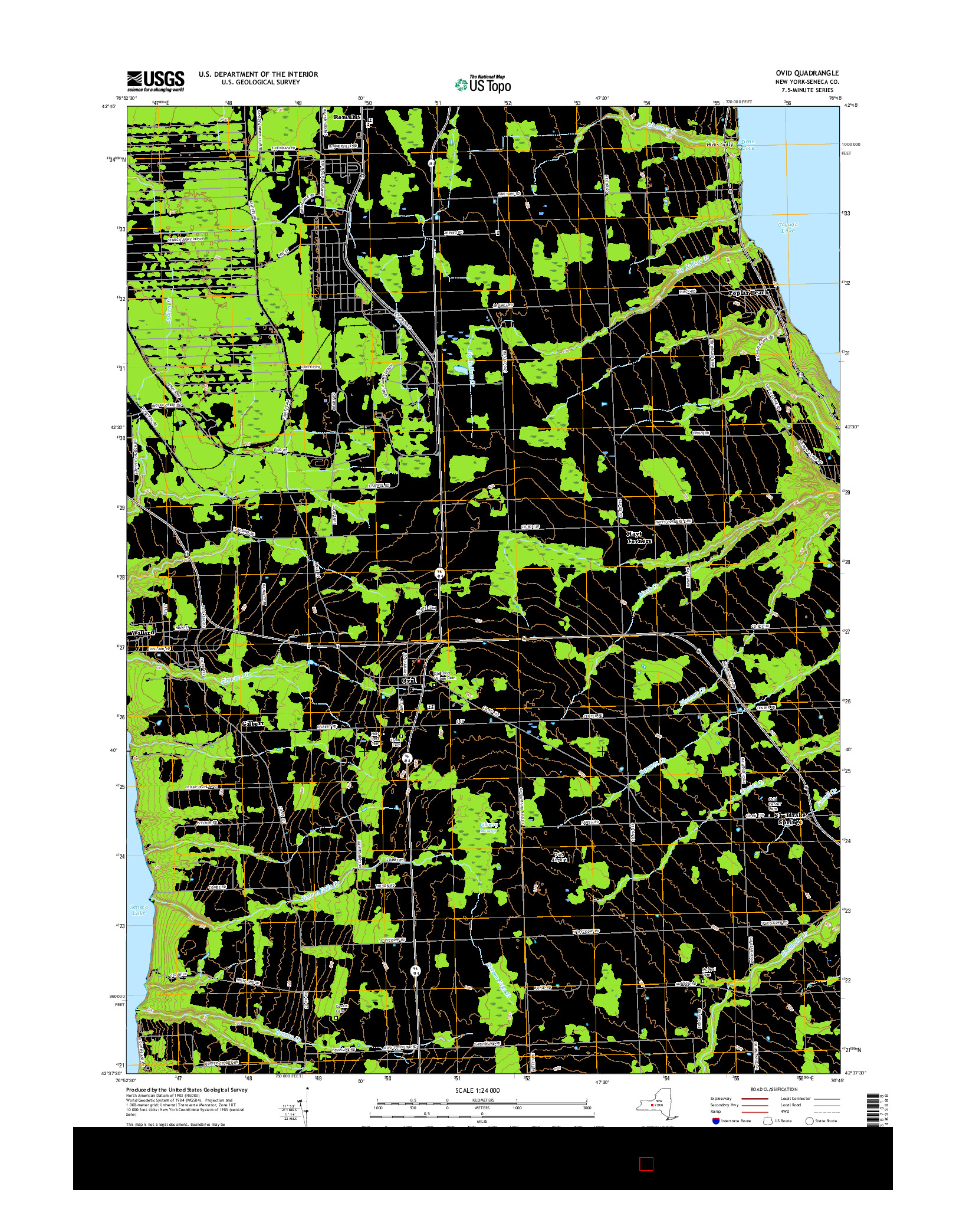 USGS US TOPO 7.5-MINUTE MAP FOR OVID, NY 2016