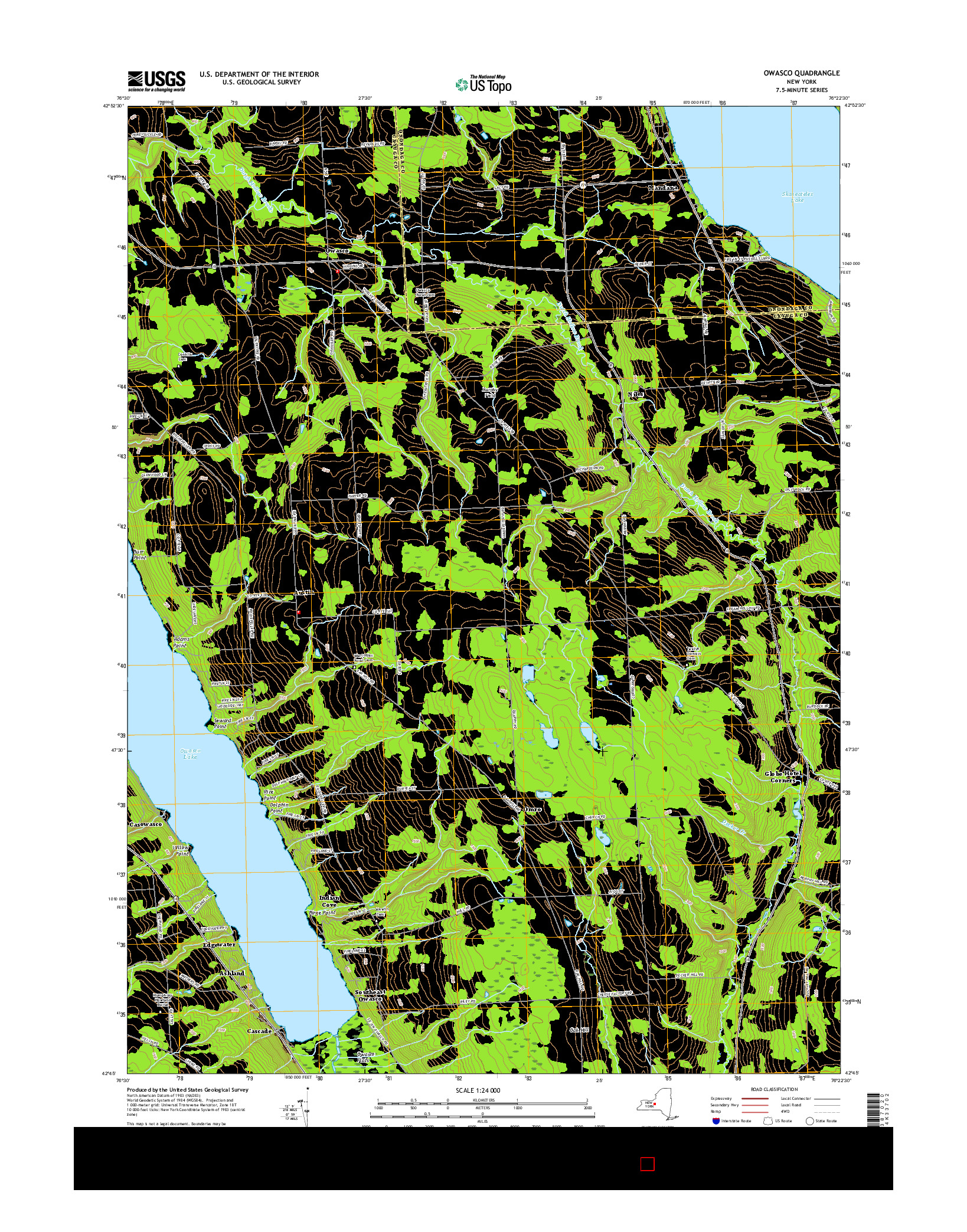 USGS US TOPO 7.5-MINUTE MAP FOR OWASCO, NY 2016