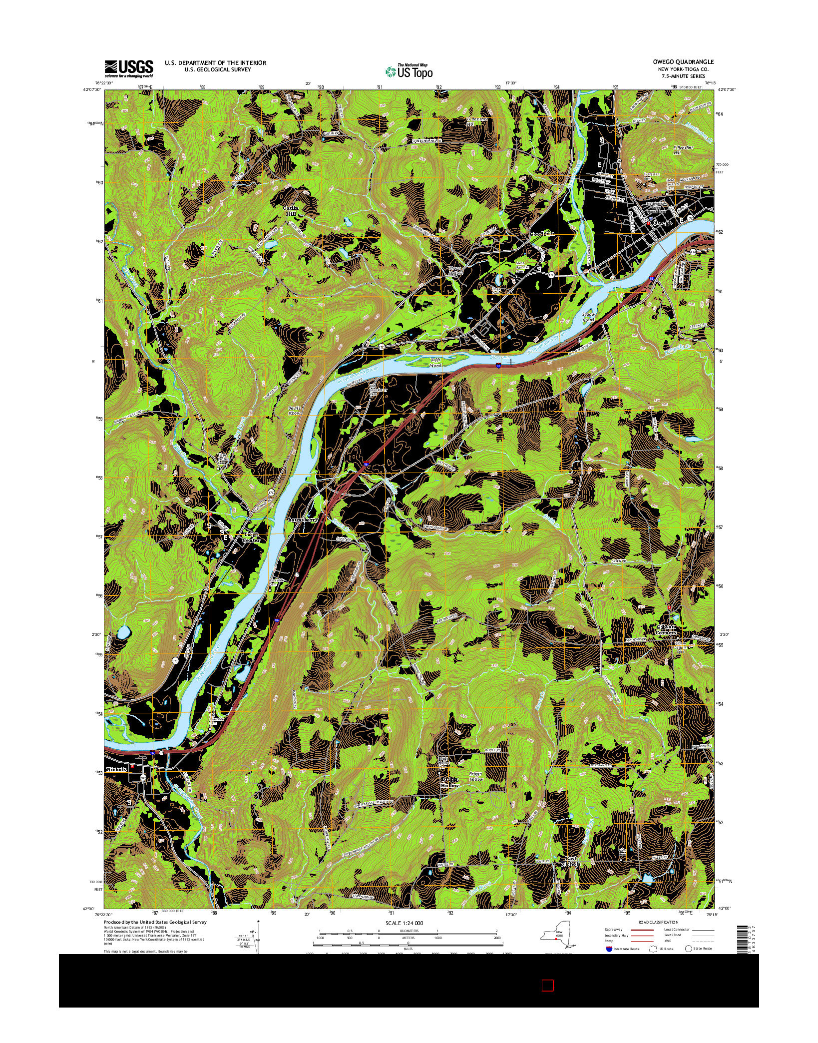 USGS US TOPO 7.5-MINUTE MAP FOR OWEGO, NY 2016