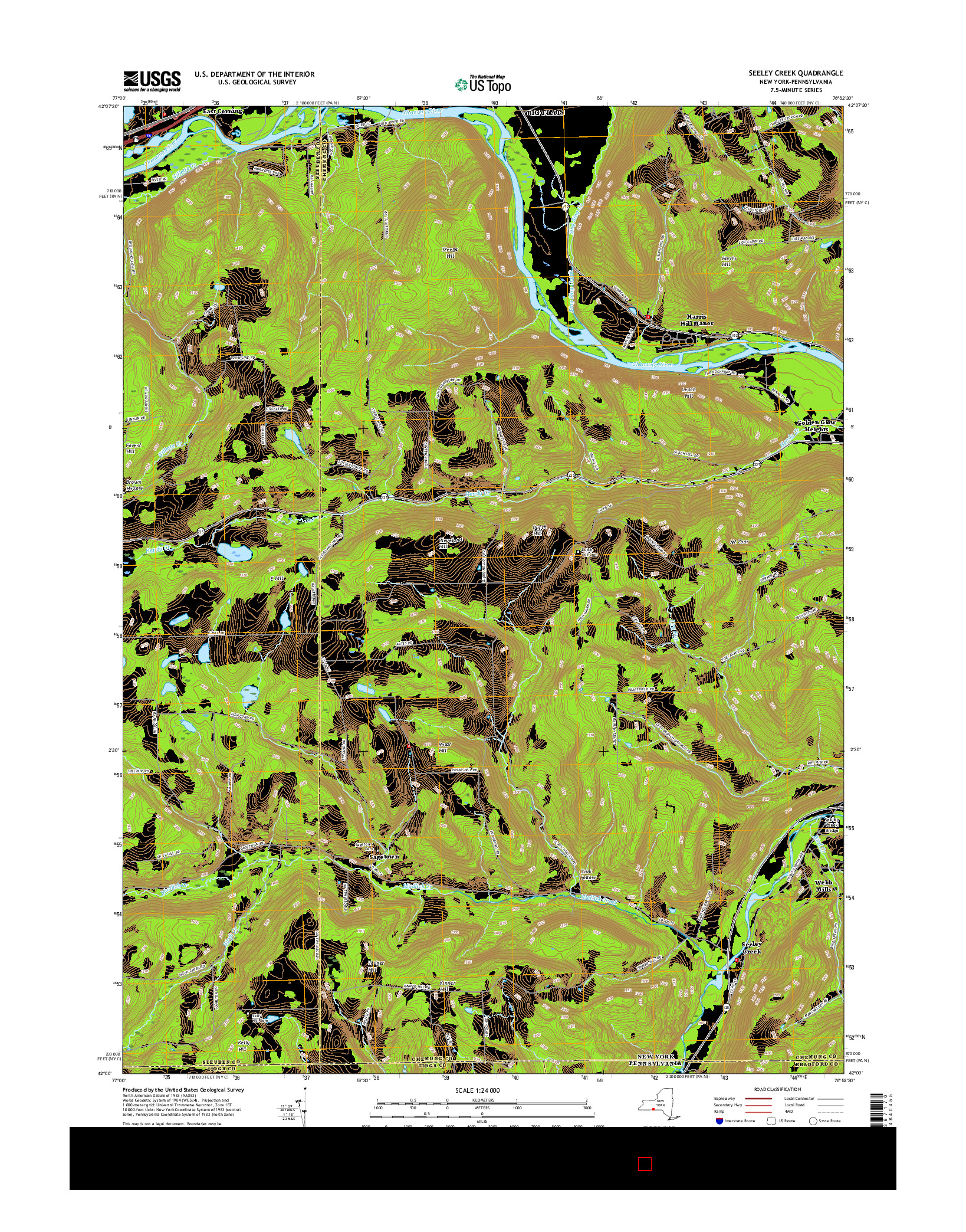 USGS US TOPO 7.5-MINUTE MAP FOR SEELEY CREEK, NY-PA 2016