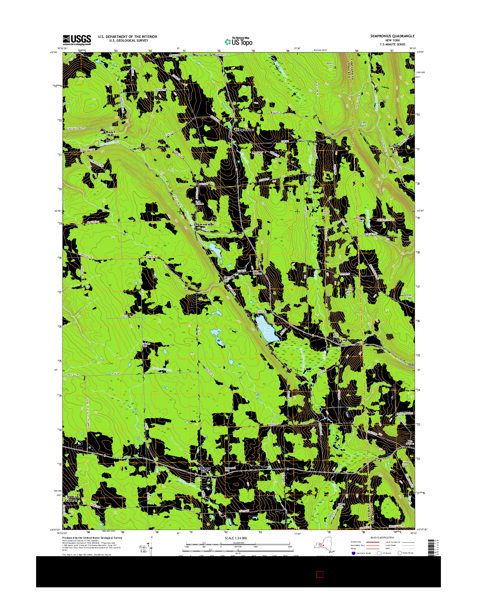 USGS US TOPO 7.5-MINUTE MAP FOR SEMPRONIUS, NY 2016