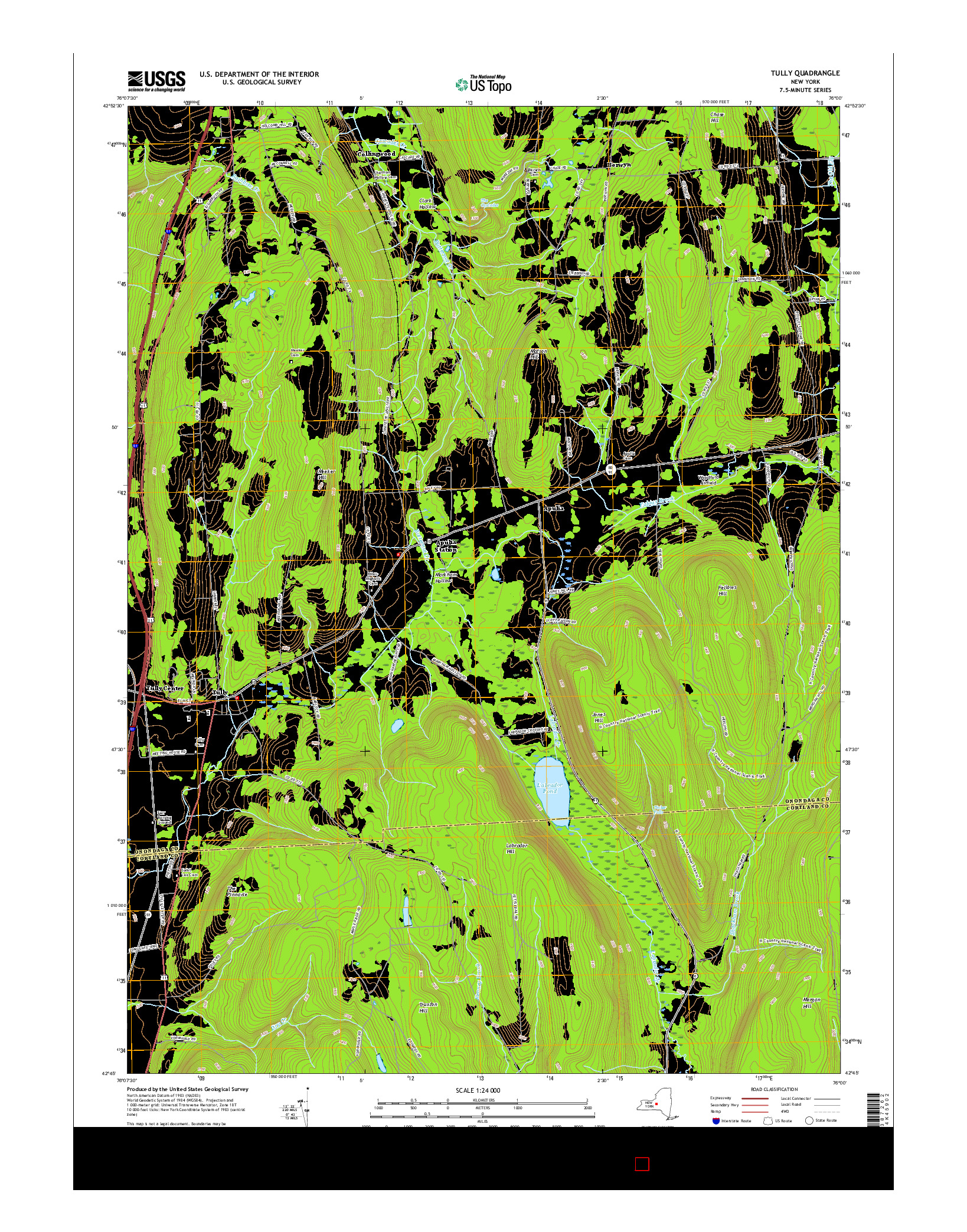 USGS US TOPO 7.5-MINUTE MAP FOR TULLY, NY 2016