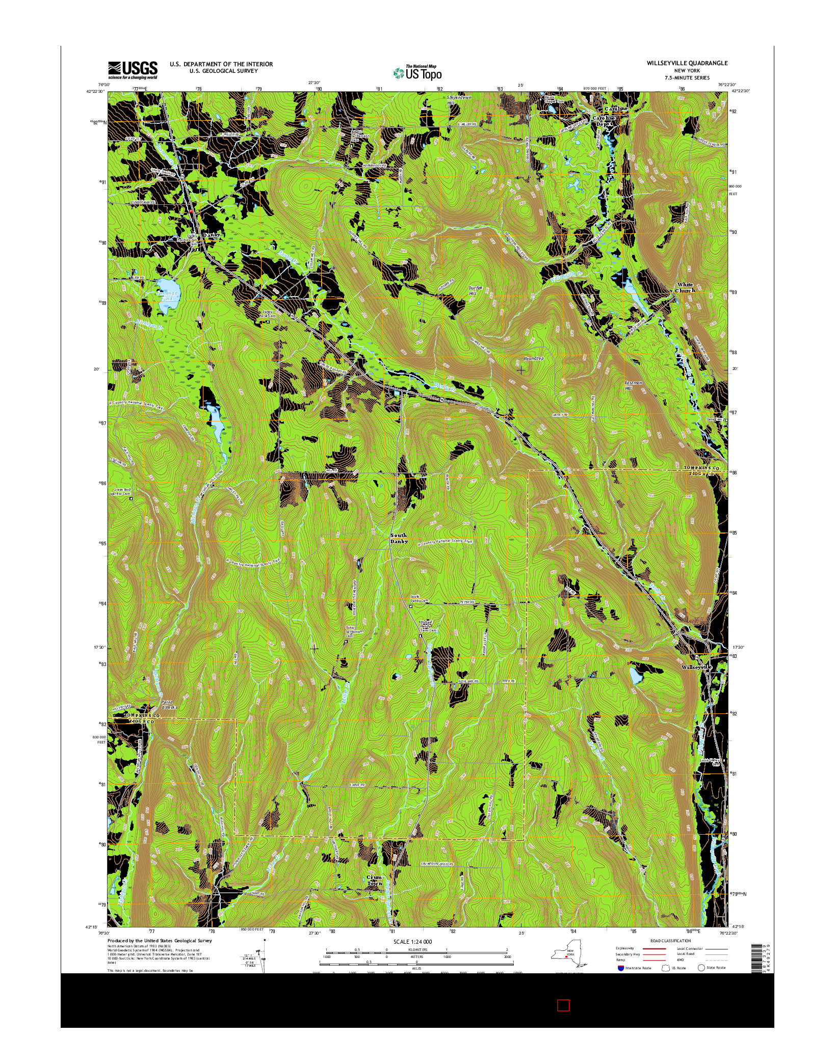 USGS US TOPO 7.5-MINUTE MAP FOR WILLSEYVILLE, NY 2016