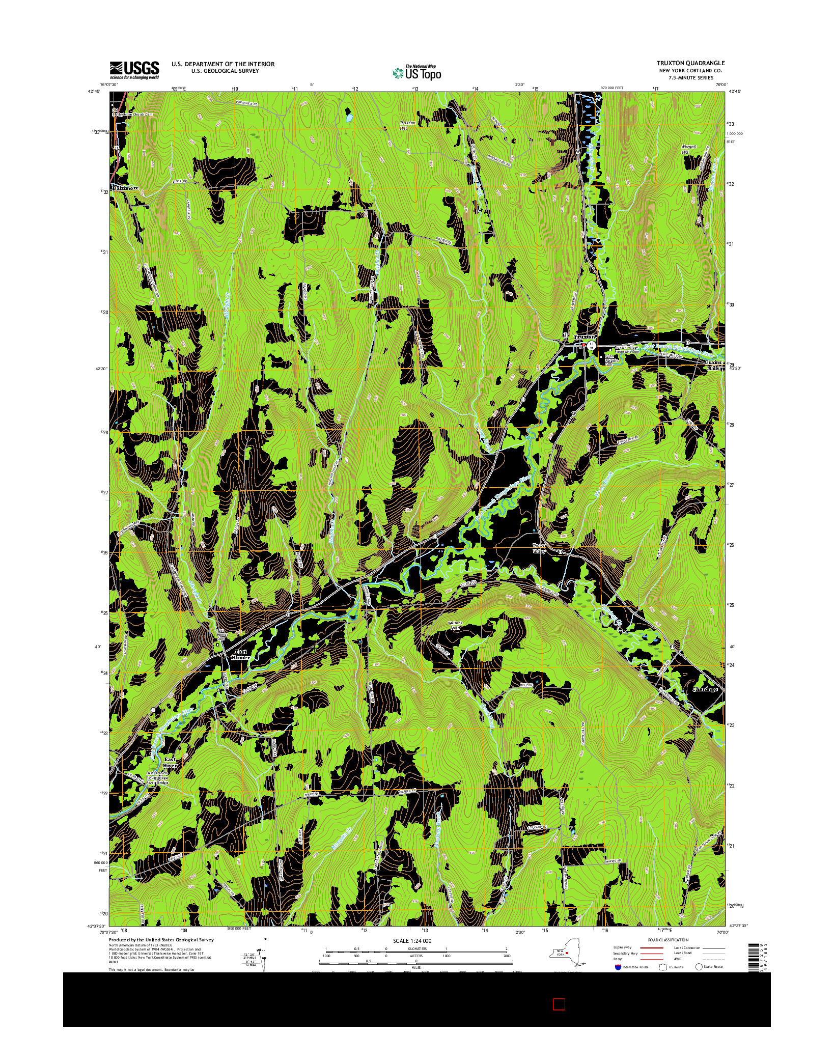 USGS US TOPO 7.5-MINUTE MAP FOR TRUXTON, NY 2016