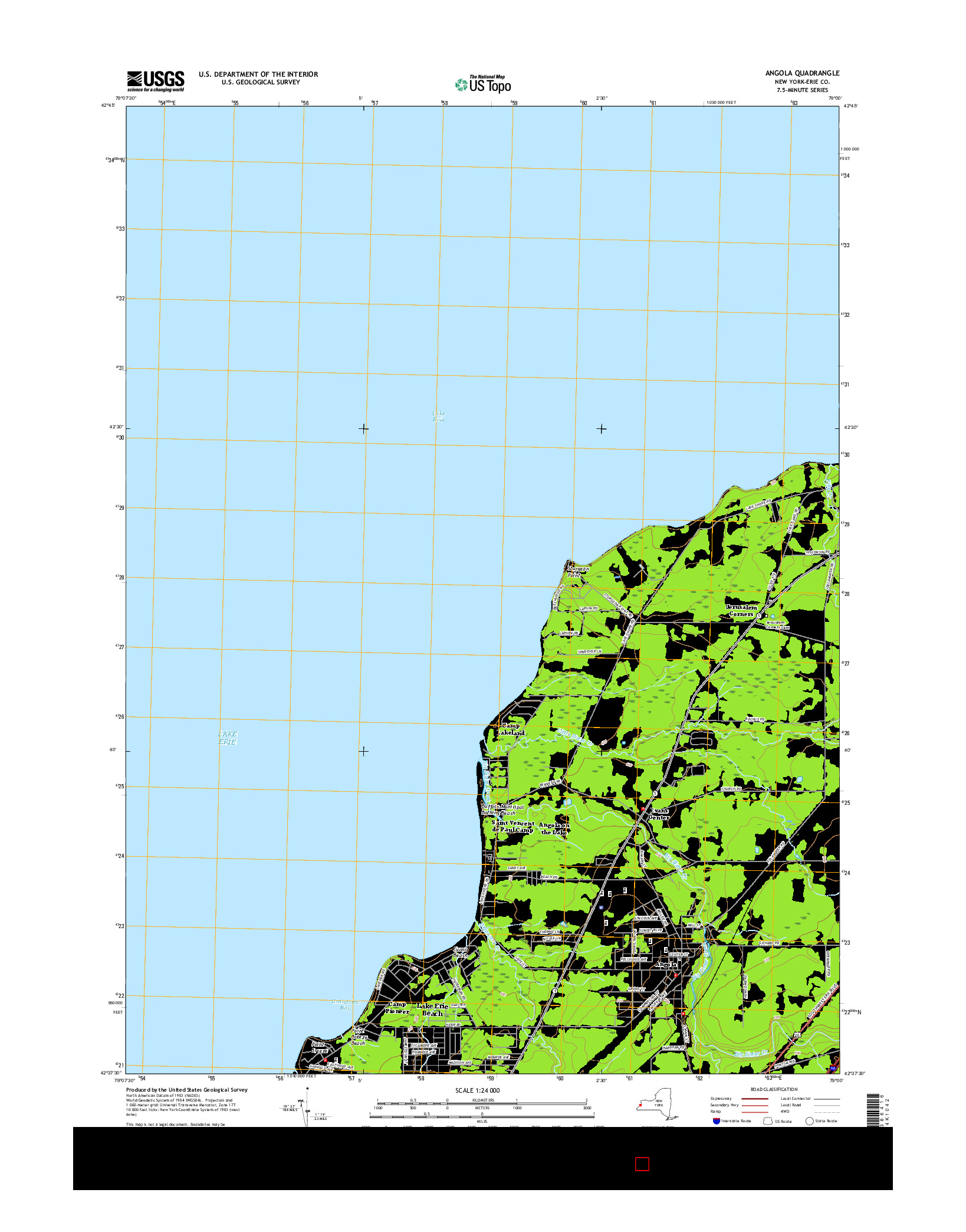 USGS US TOPO 7.5-MINUTE MAP FOR ANGOLA, NY 2016