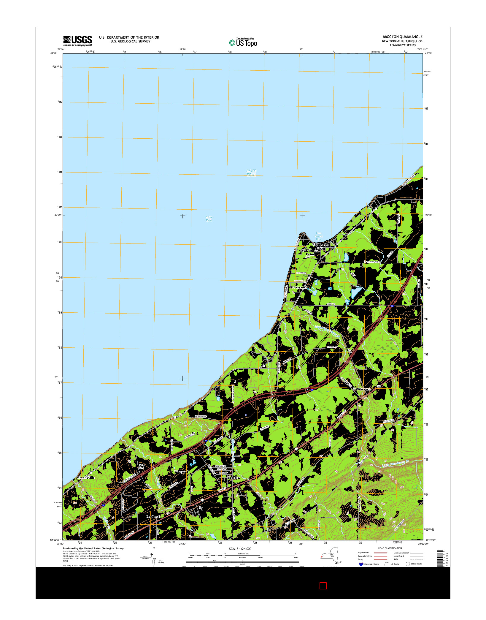 USGS US TOPO 7.5-MINUTE MAP FOR BROCTON, NY 2016