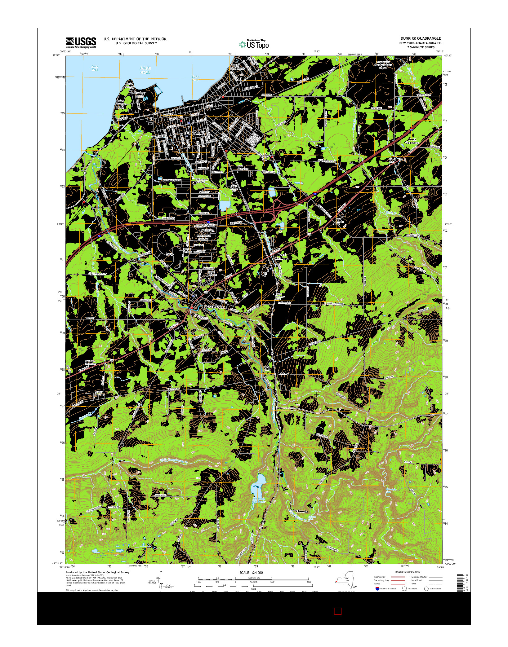 USGS US TOPO 7.5-MINUTE MAP FOR DUNKIRK, NY 2016