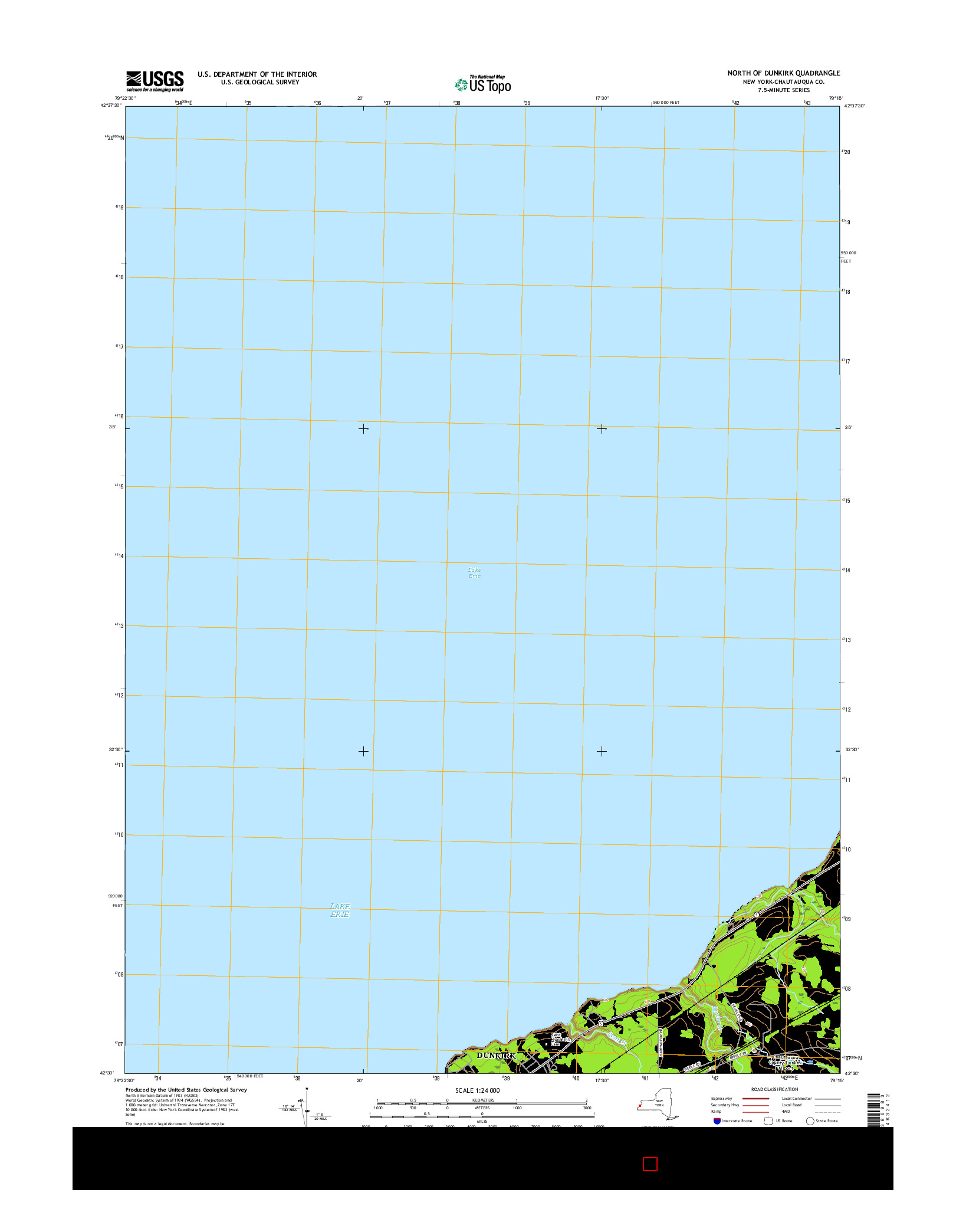 USGS US TOPO 7.5-MINUTE MAP FOR NORTH OF DUNKIRK, NY 2016