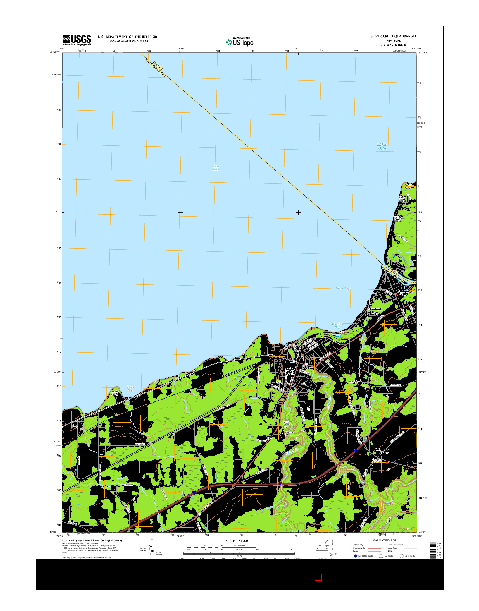USGS US TOPO 7.5-MINUTE MAP FOR SILVER CREEK, NY 2016