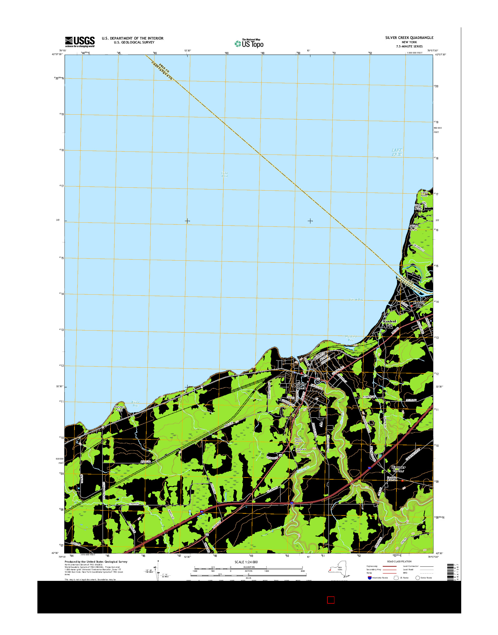 USGS US TOPO 7.5-MINUTE MAP FOR SILVER CREEK, NY 2016