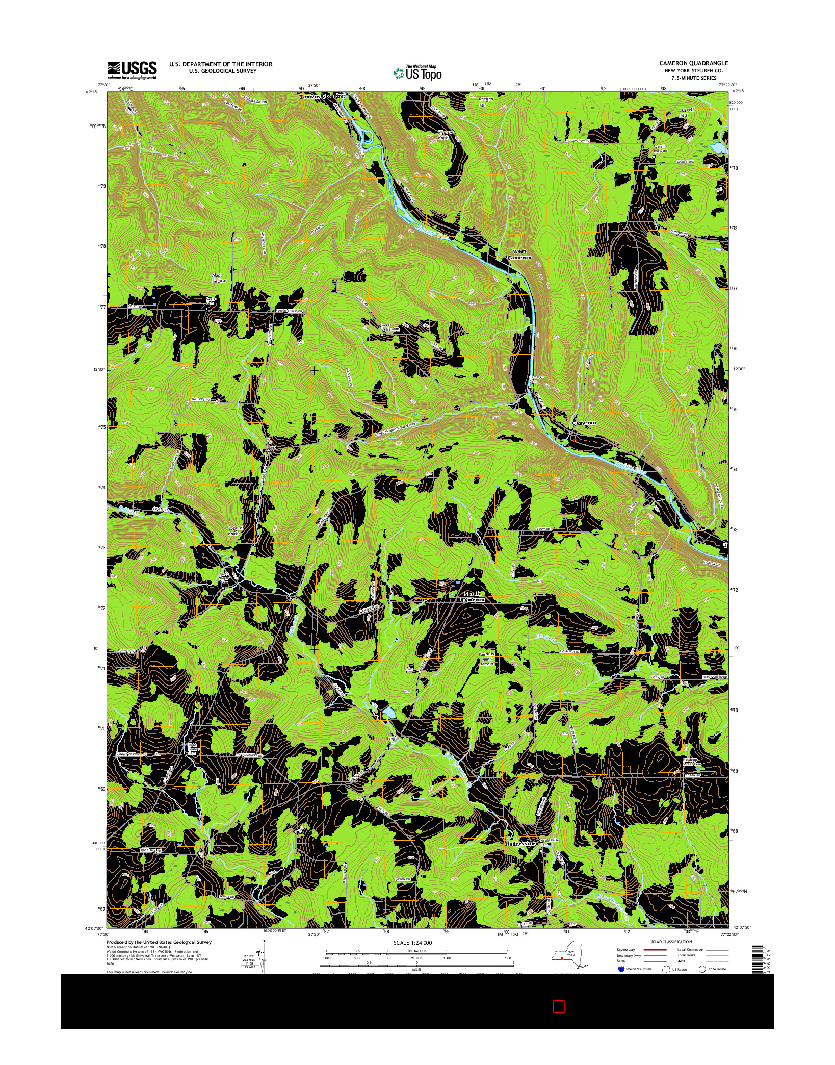 USGS US TOPO 7.5-MINUTE MAP FOR CAMERON, NY 2016