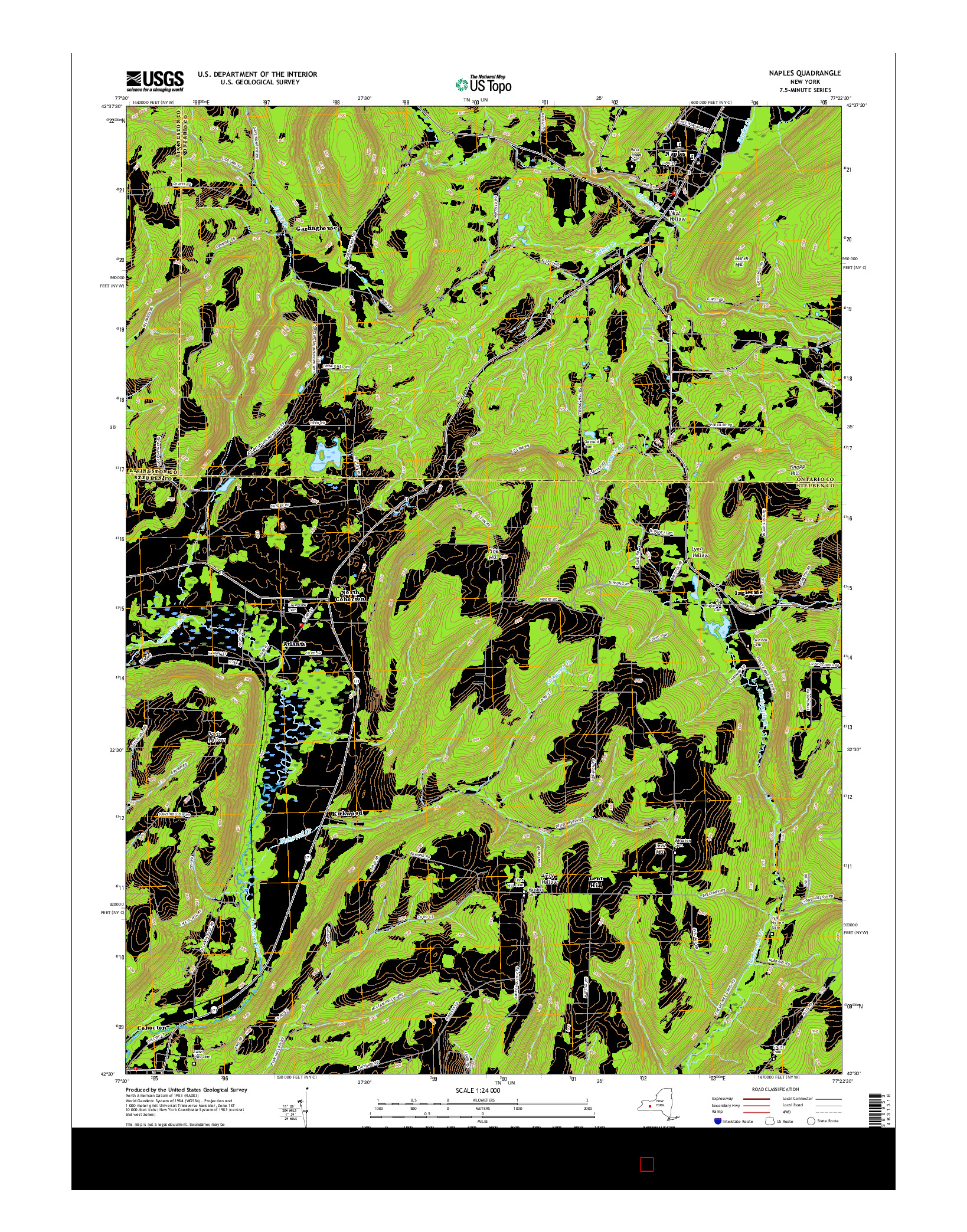 USGS US TOPO 7.5-MINUTE MAP FOR NAPLES, NY 2016