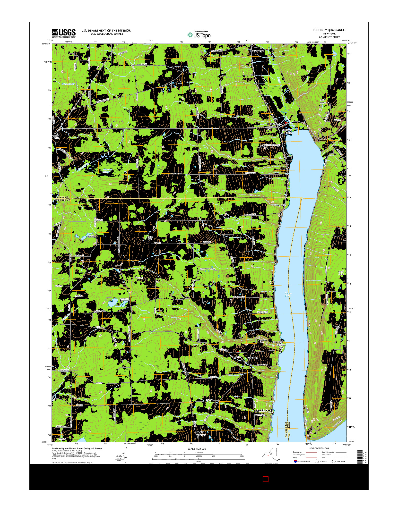 USGS US TOPO 7.5-MINUTE MAP FOR PULTENEY, NY 2016