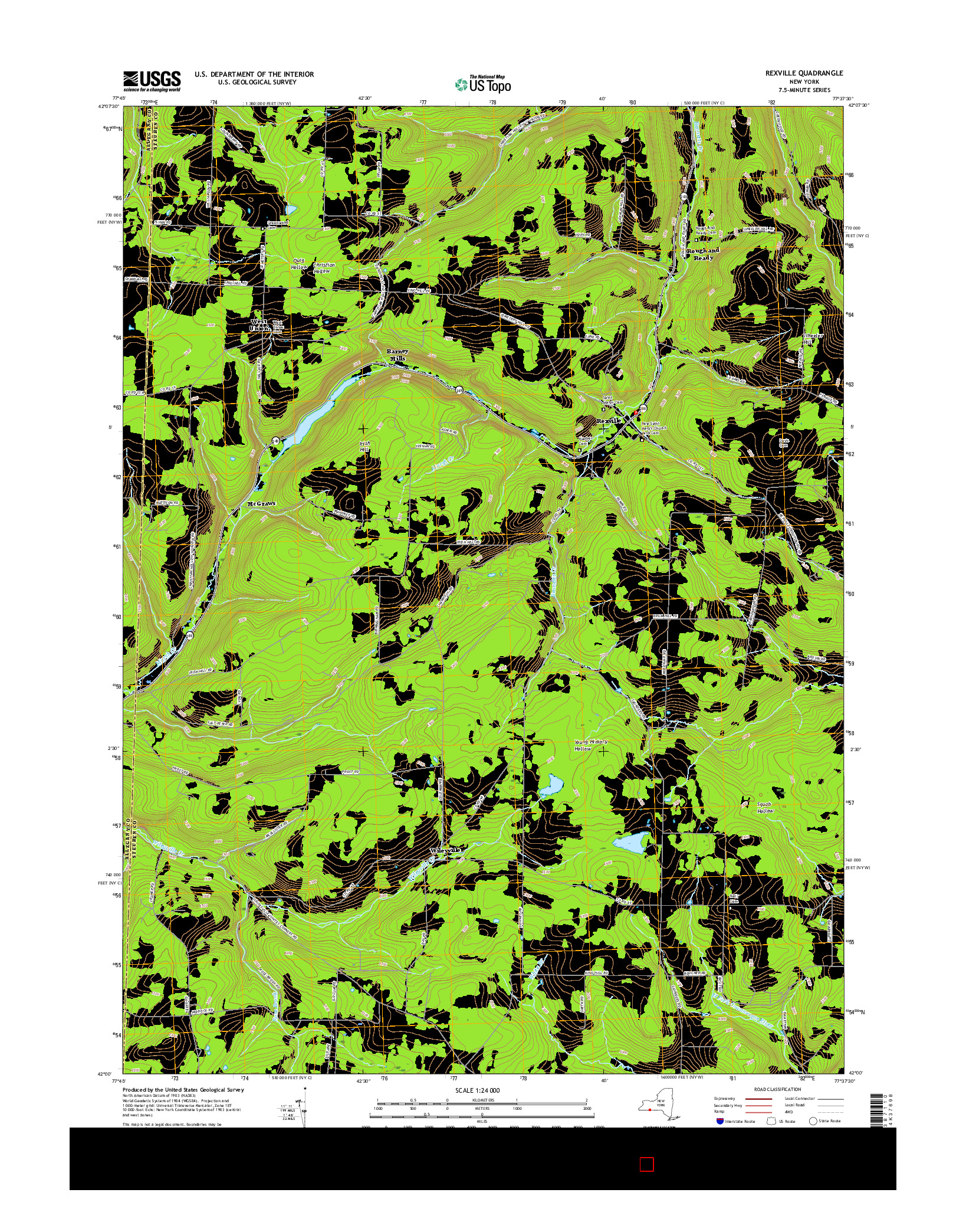 USGS US TOPO 7.5-MINUTE MAP FOR REXVILLE, NY 2016