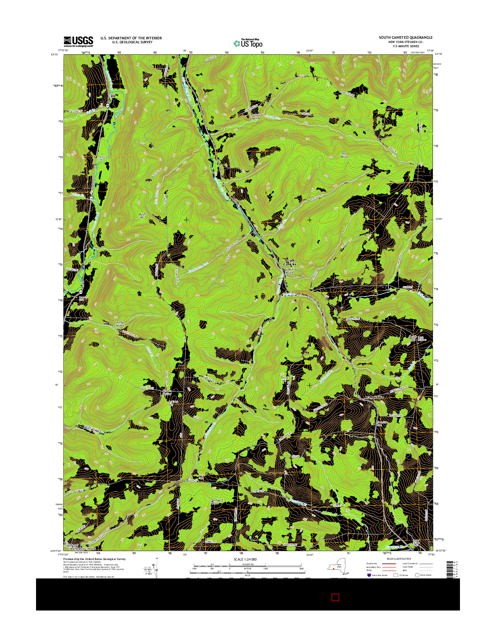 USGS US TOPO 7.5-MINUTE MAP FOR SOUTH CANISTEO, NY 2016