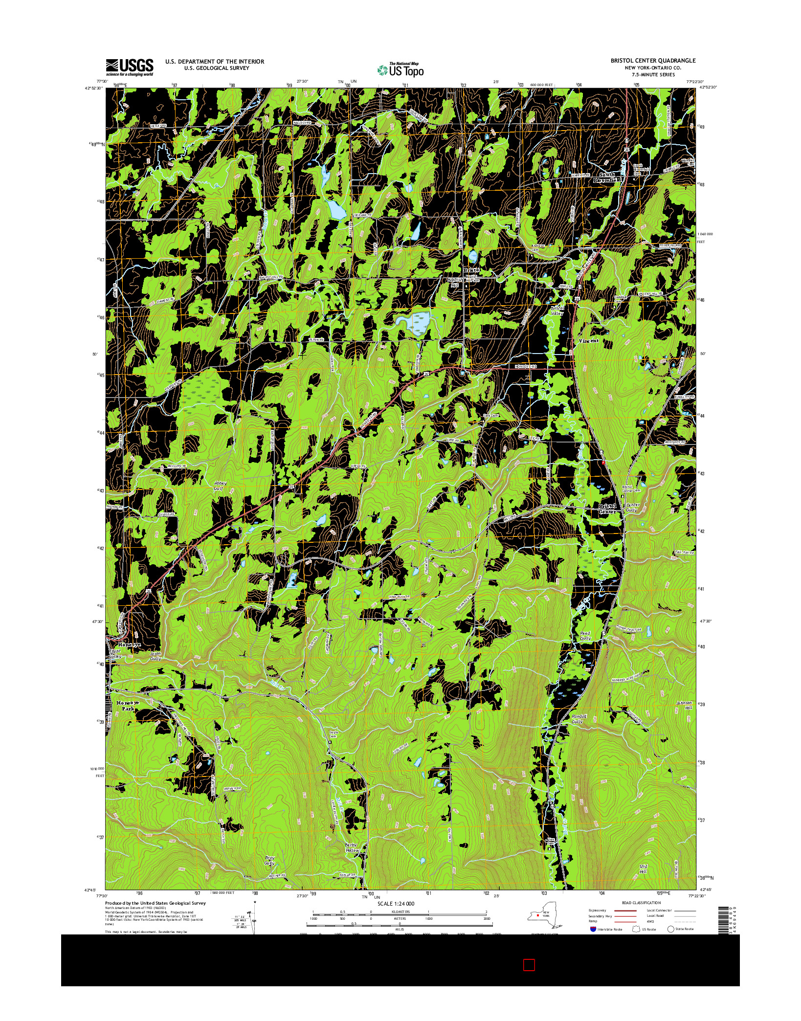 USGS US TOPO 7.5-MINUTE MAP FOR BRISTOL CENTER, NY 2016