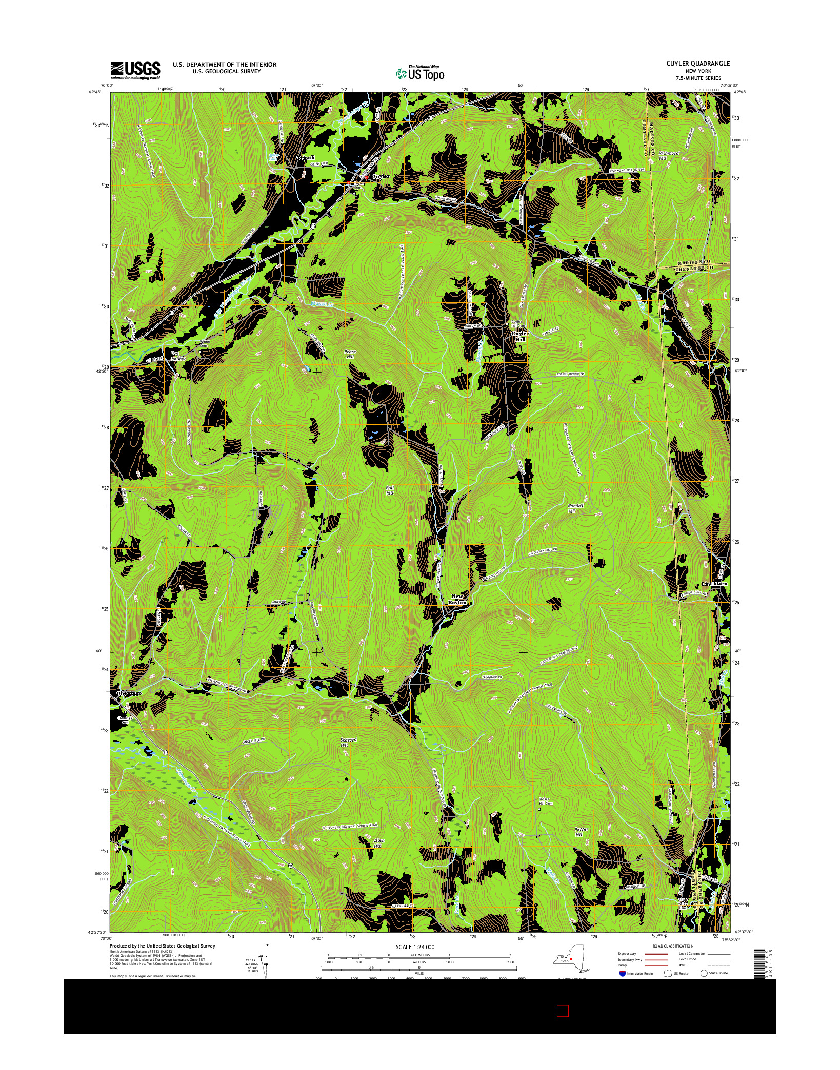 USGS US TOPO 7.5-MINUTE MAP FOR CUYLER, NY 2016