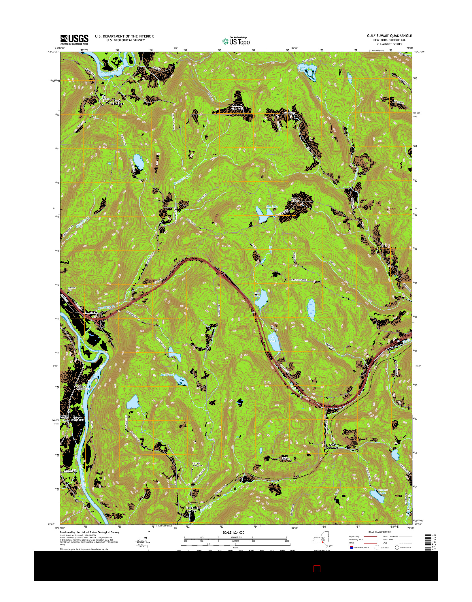 USGS US TOPO 7.5-MINUTE MAP FOR GULF SUMMIT, NY 2016