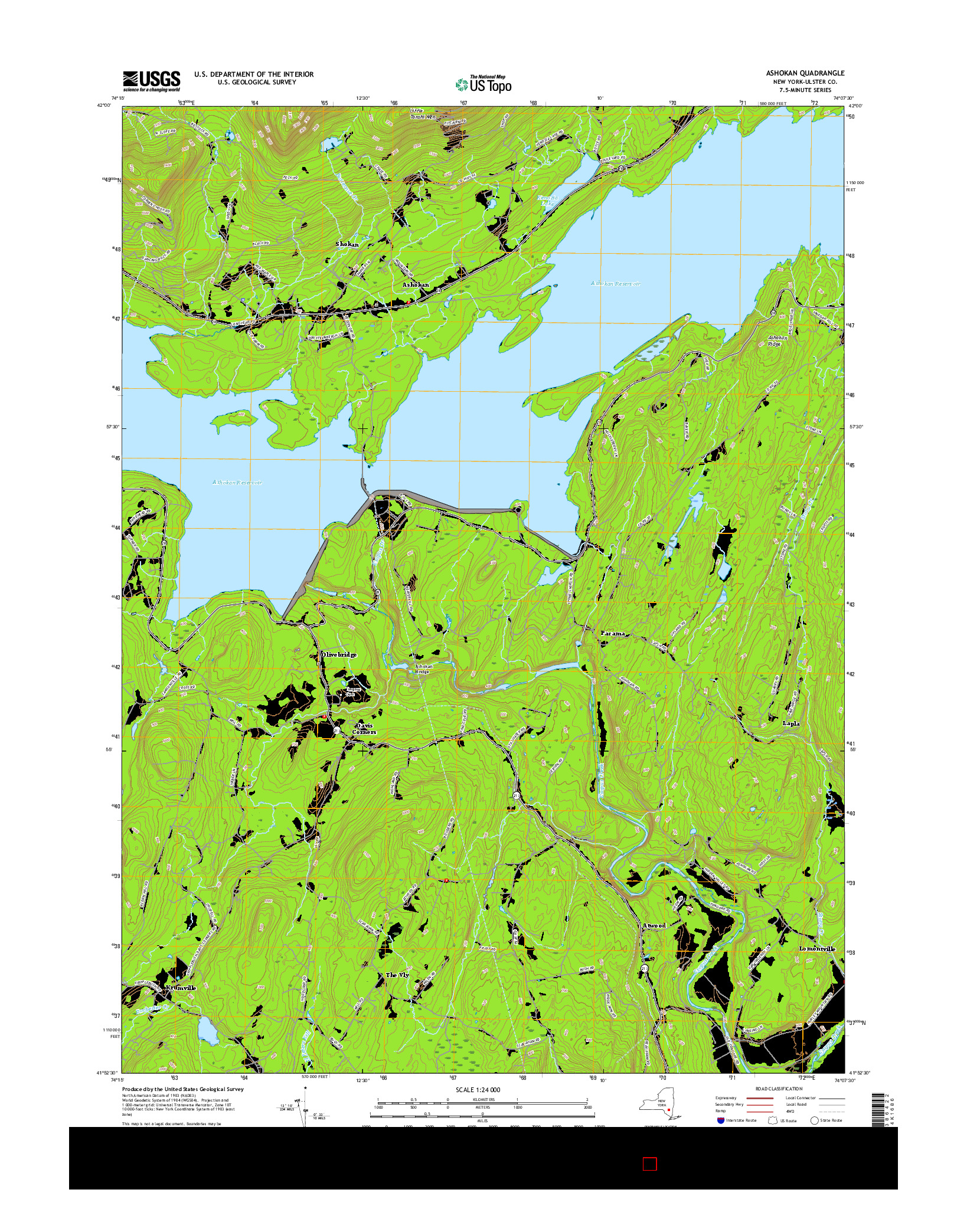 USGS US TOPO 7.5-MINUTE MAP FOR ASHOKAN, NY 2016