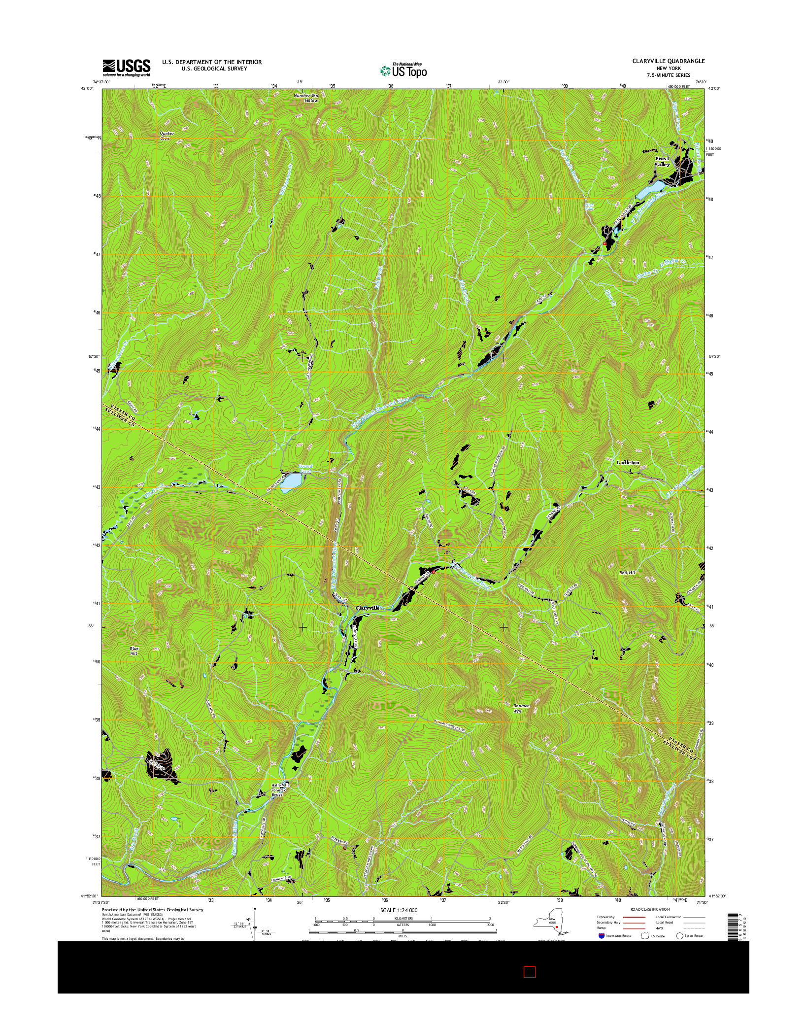 USGS US TOPO 7.5-MINUTE MAP FOR CLARYVILLE, NY 2016