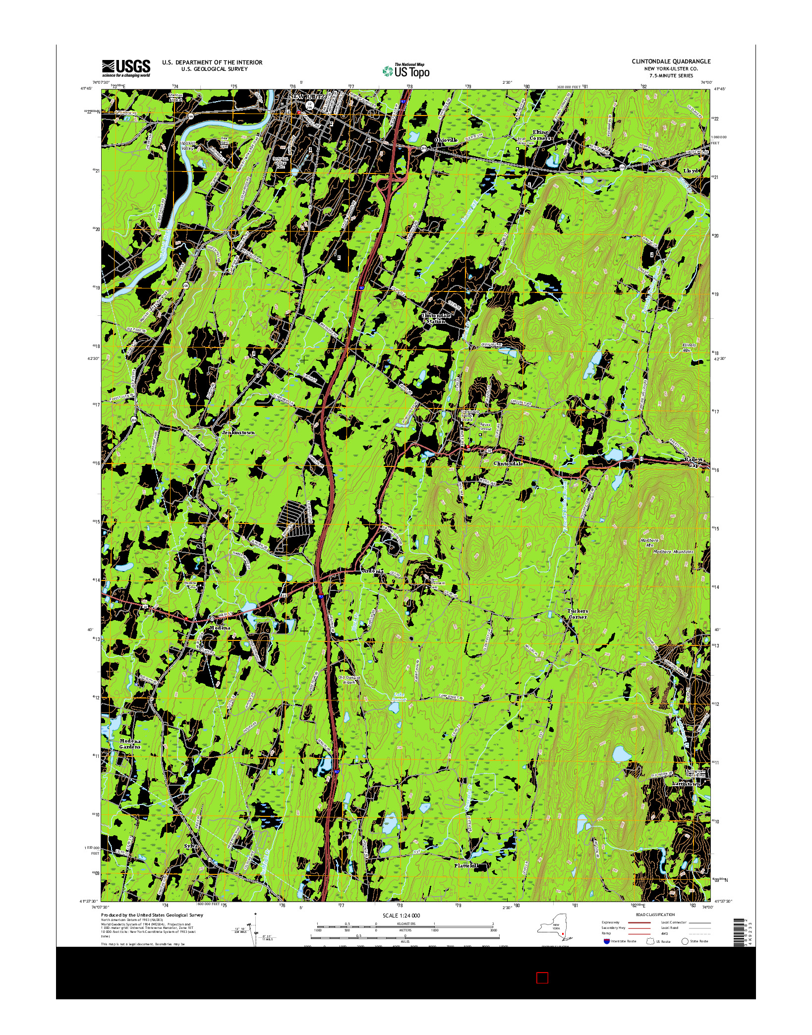 USGS US TOPO 7.5-MINUTE MAP FOR CLINTONDALE, NY 2016
