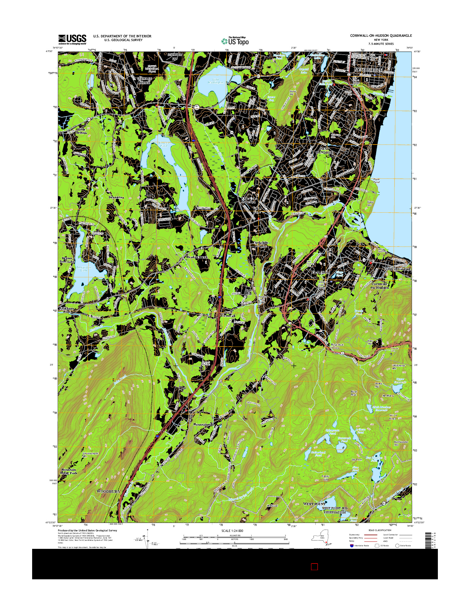 USGS US TOPO 7.5-MINUTE MAP FOR CORNWALL-ON-HUDSON, NY 2016