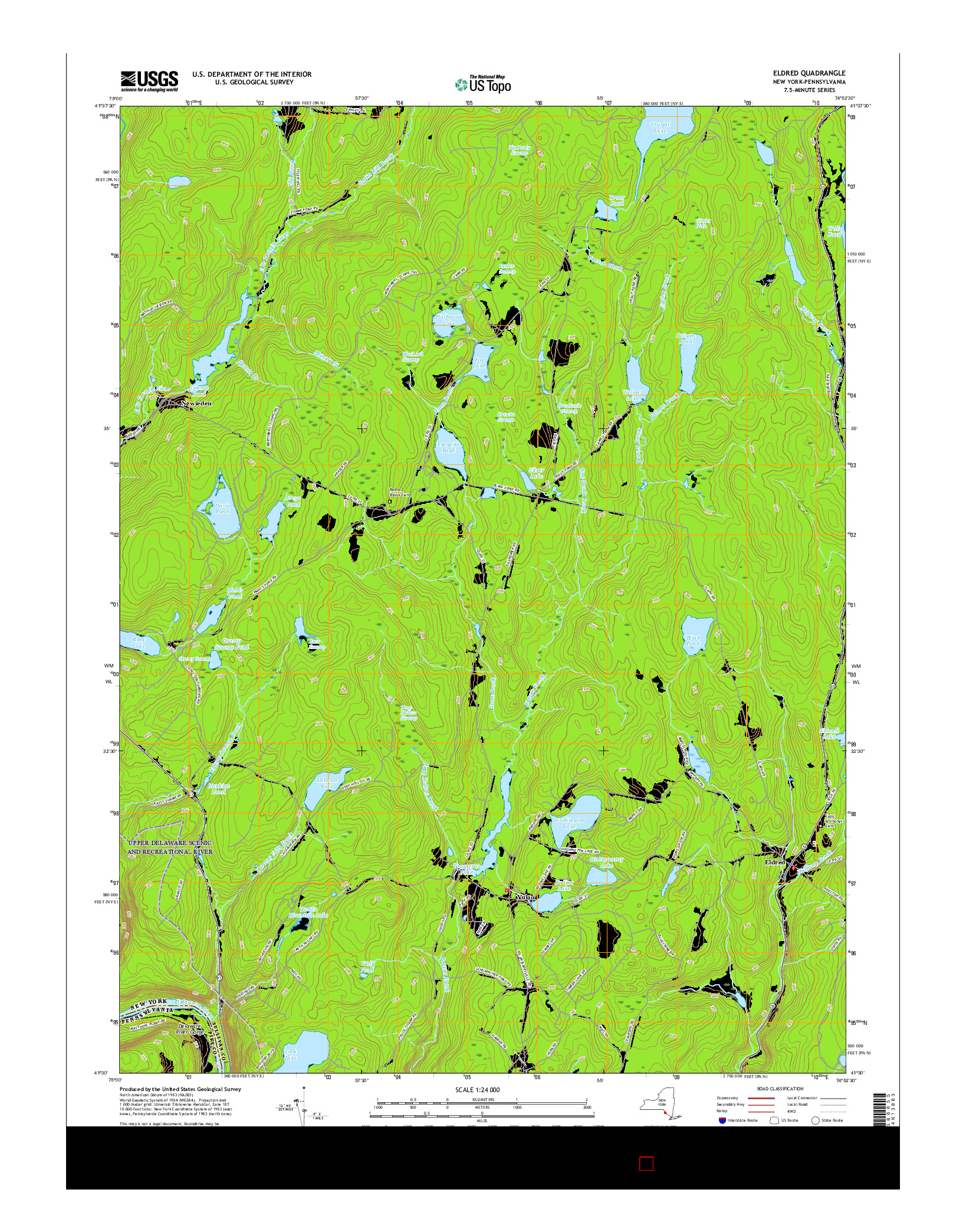 USGS US TOPO 7.5-MINUTE MAP FOR ELDRED, NY-PA 2016