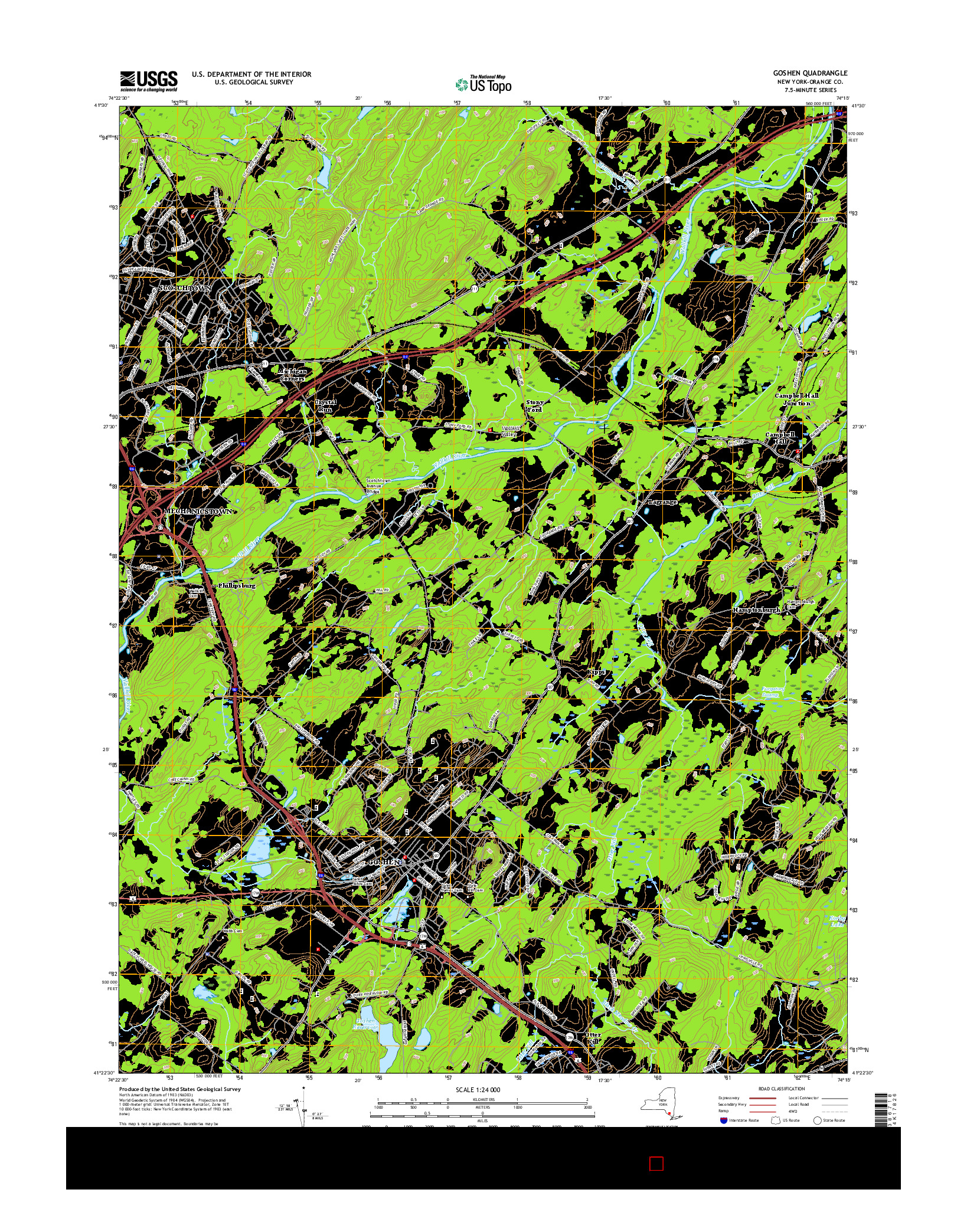 USGS US TOPO 7.5-MINUTE MAP FOR GOSHEN, NY 2016