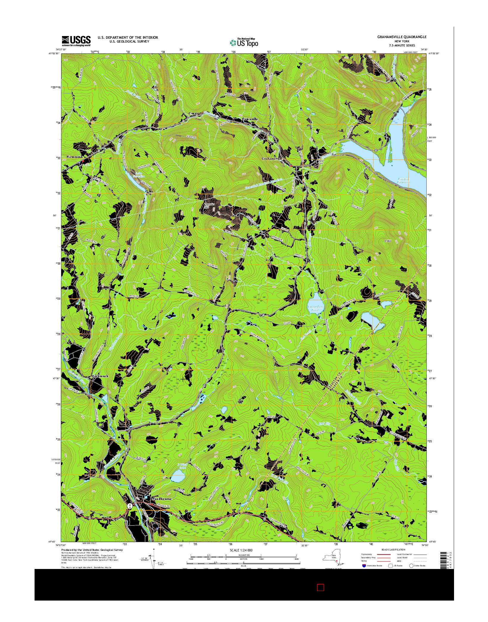 USGS US TOPO 7.5-MINUTE MAP FOR GRAHAMSVILLE, NY 2016