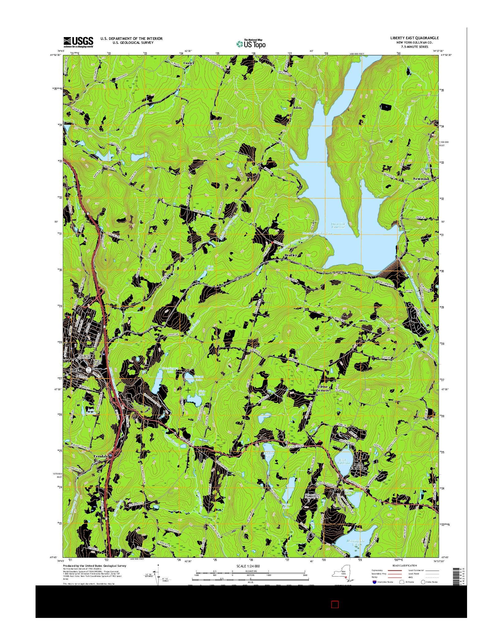 USGS US TOPO 7.5-MINUTE MAP FOR LIBERTY EAST, NY 2016