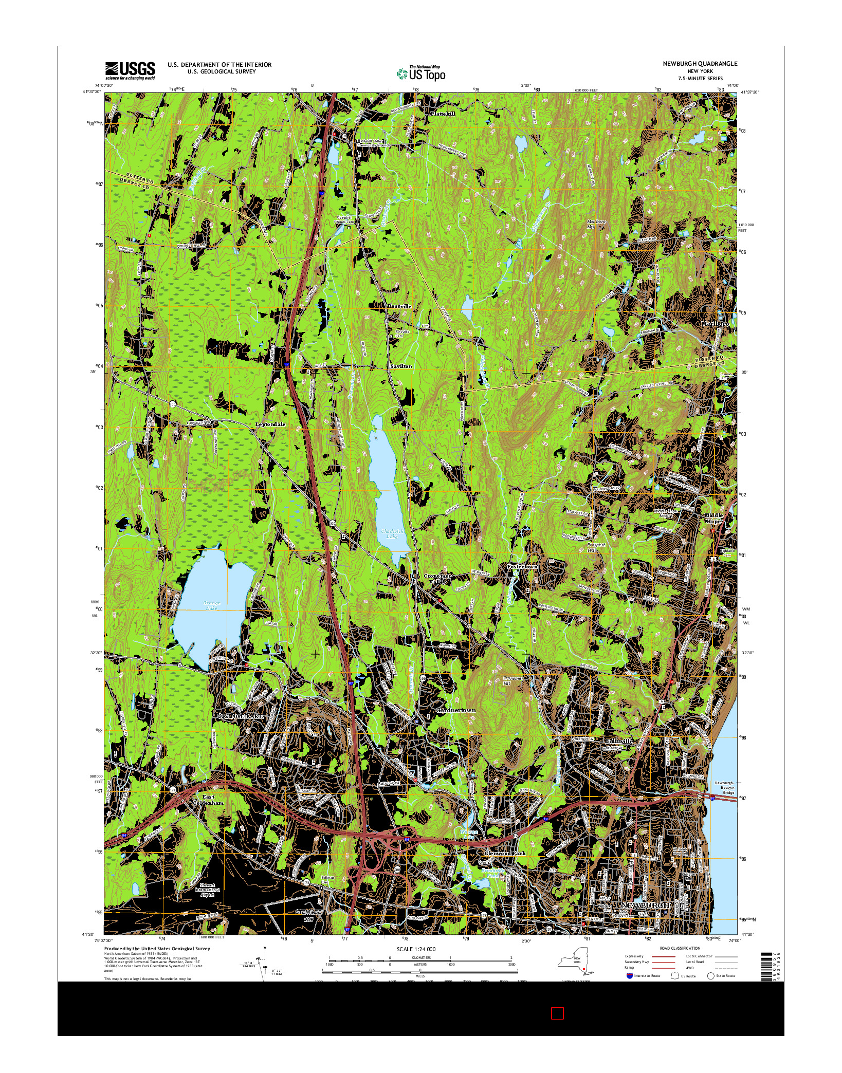 USGS US TOPO 7.5-MINUTE MAP FOR NEWBURGH, NY 2016