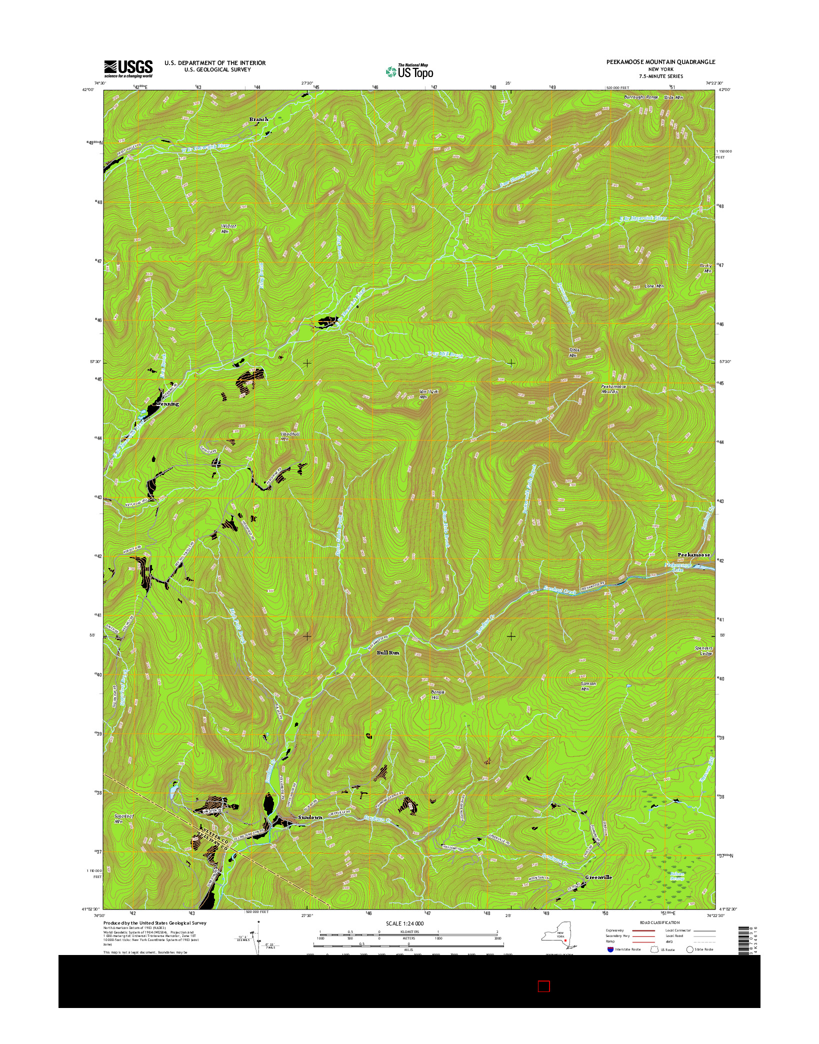 USGS US TOPO 7.5-MINUTE MAP FOR PEEKAMOOSE MOUNTAIN, NY 2016