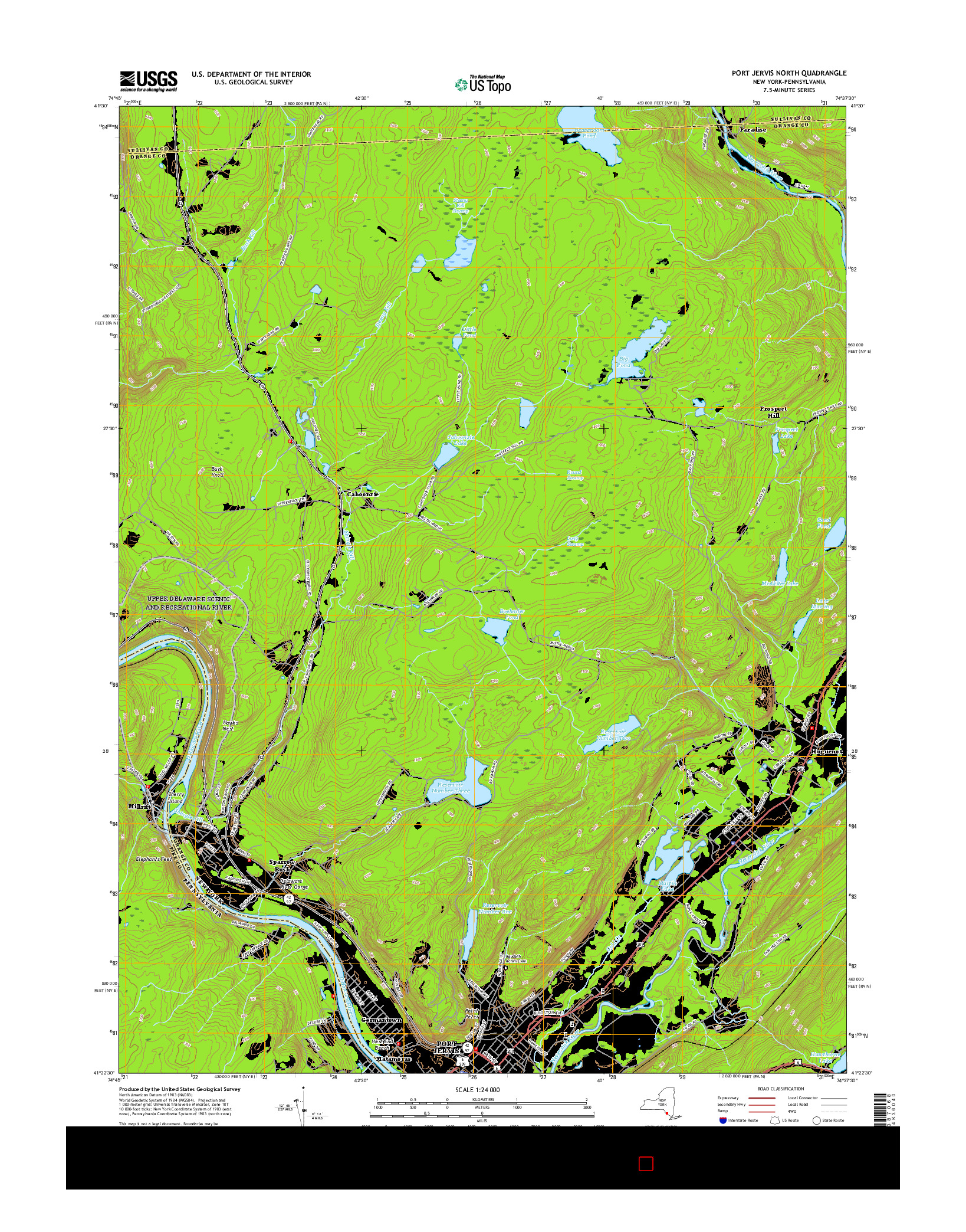 USGS US TOPO 7.5-MINUTE MAP FOR PORT JERVIS NORTH, NY-PA 2016