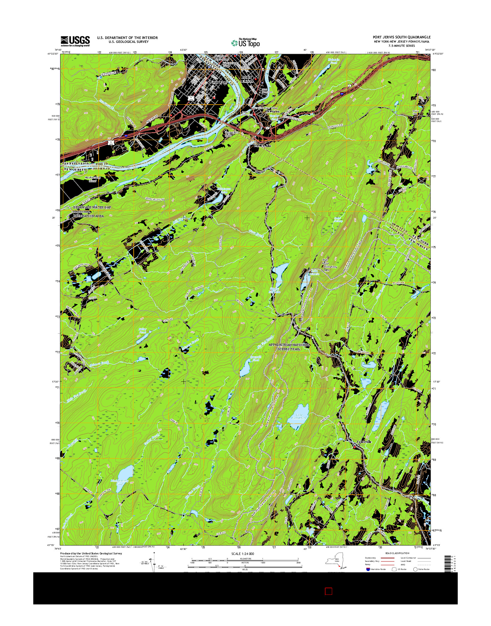 USGS US TOPO 7.5-MINUTE MAP FOR PORT JERVIS SOUTH, NY-NJ-PA 2016