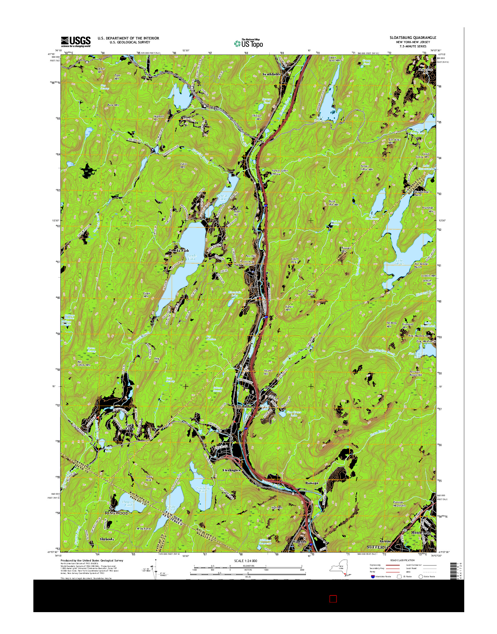 USGS US TOPO 7.5-MINUTE MAP FOR SLOATSBURG, NY-NJ 2016